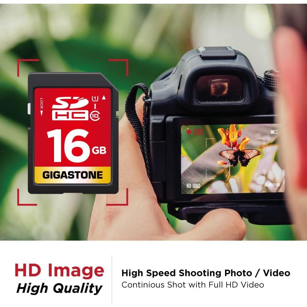 GIGASTONE 16GB Tarjeta SD UHS-I U1 Clase 10 Paquete de 5