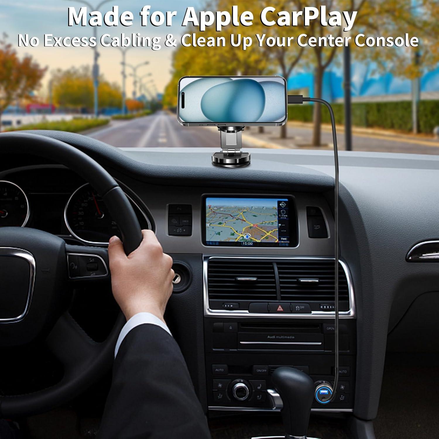 Cargador Rápido para Auto Caiinei 4.8A Doble USB con Cable Lightning 6FT