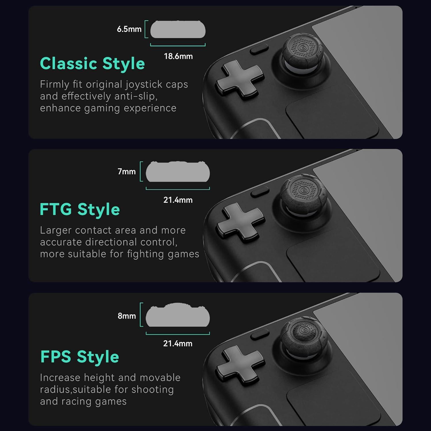 Tapas de Joystick GeekShare para Steam Deck - 3 Alturas