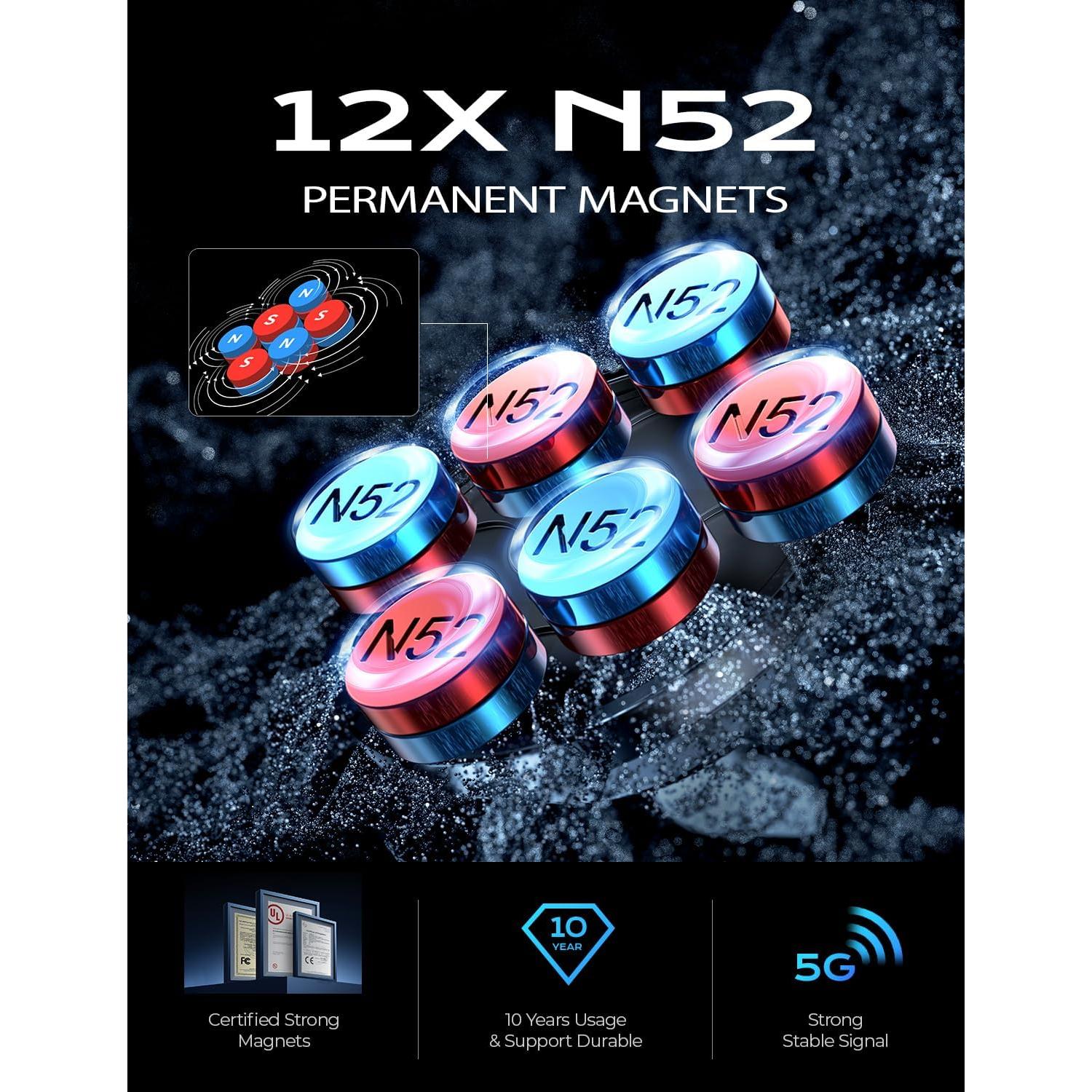 Soporte Magnético para Teléfono de Coche LISEN Negro con 6 Imánes