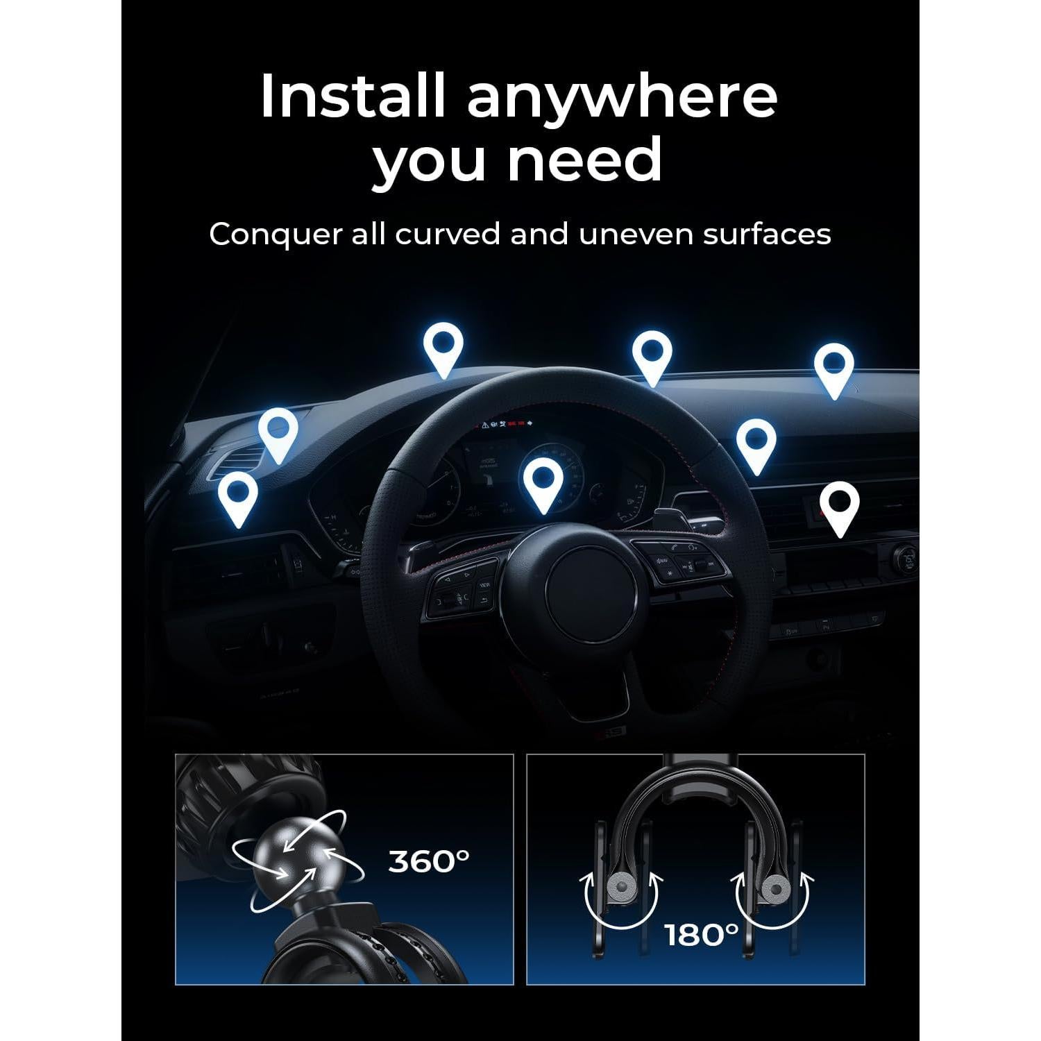 Soporte Magnético para Teléfono de Coche LISEN Negro con 6 Imánes