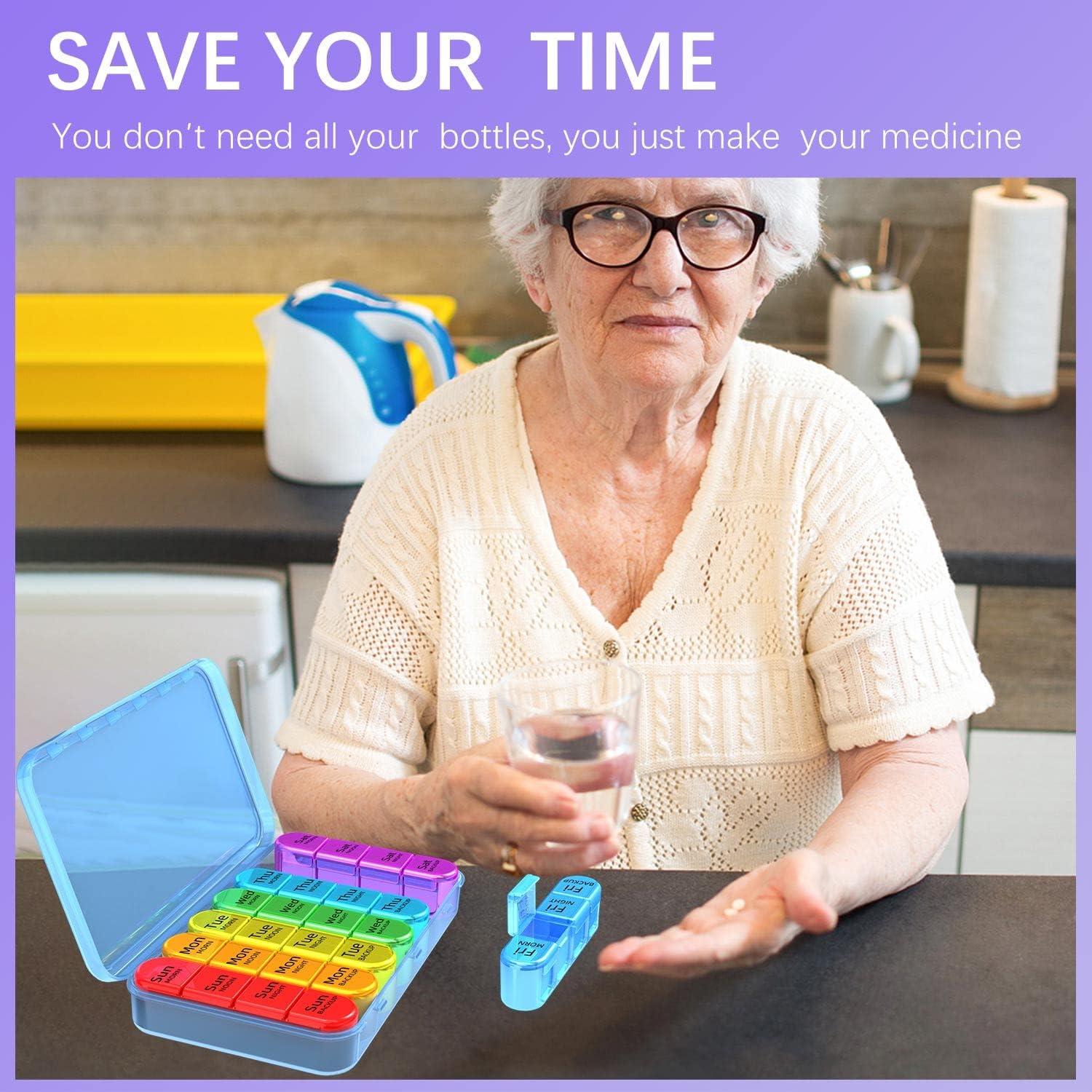 Organizador Semanal de Pastillas Odaro 4 Veces al Día - Estuche Azul