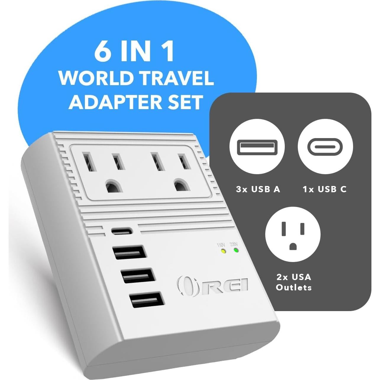 Adaptador de Enchufe de Viaje OREI M8 Max 3 USB 18W USB-C