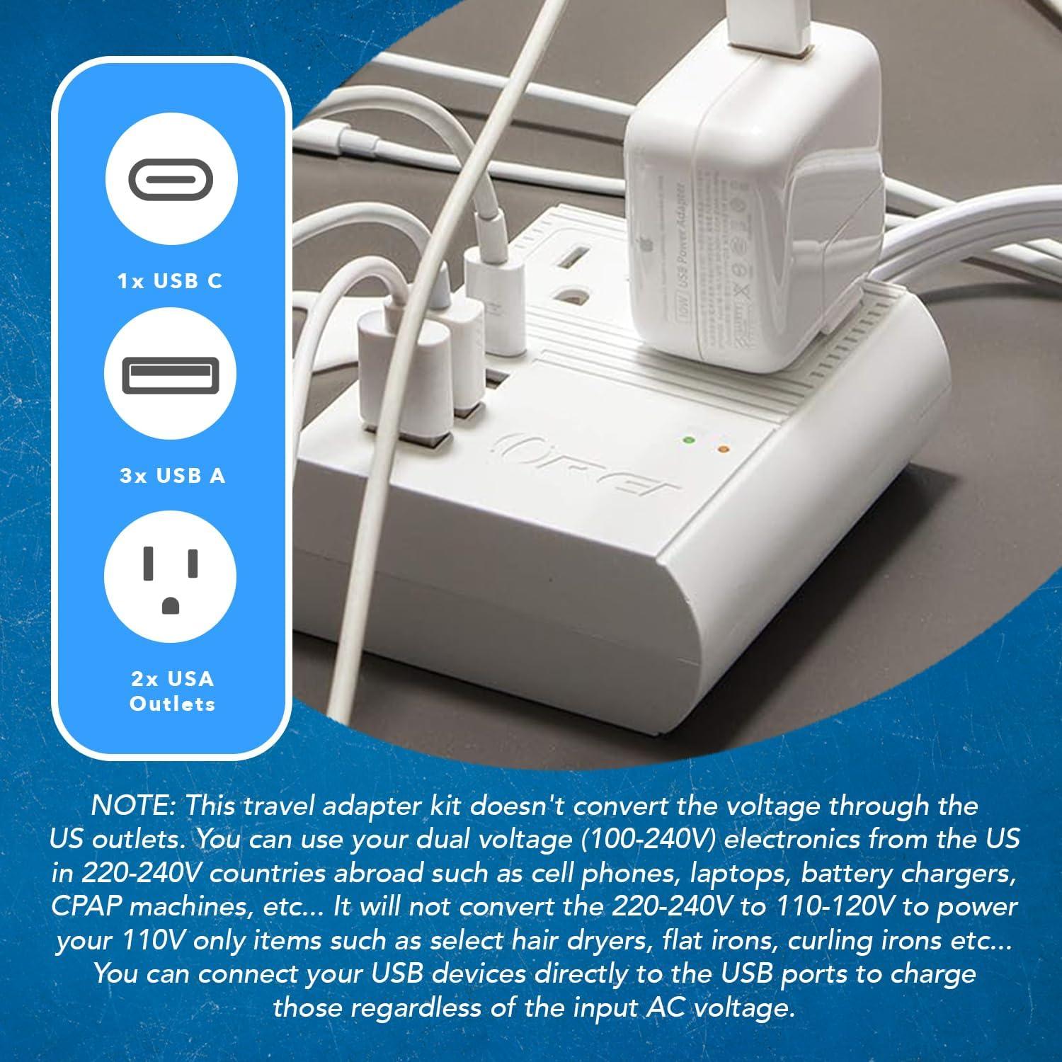 Adaptador de Enchufe de Viaje OREI M8 Max 3 USB 18W USB-C