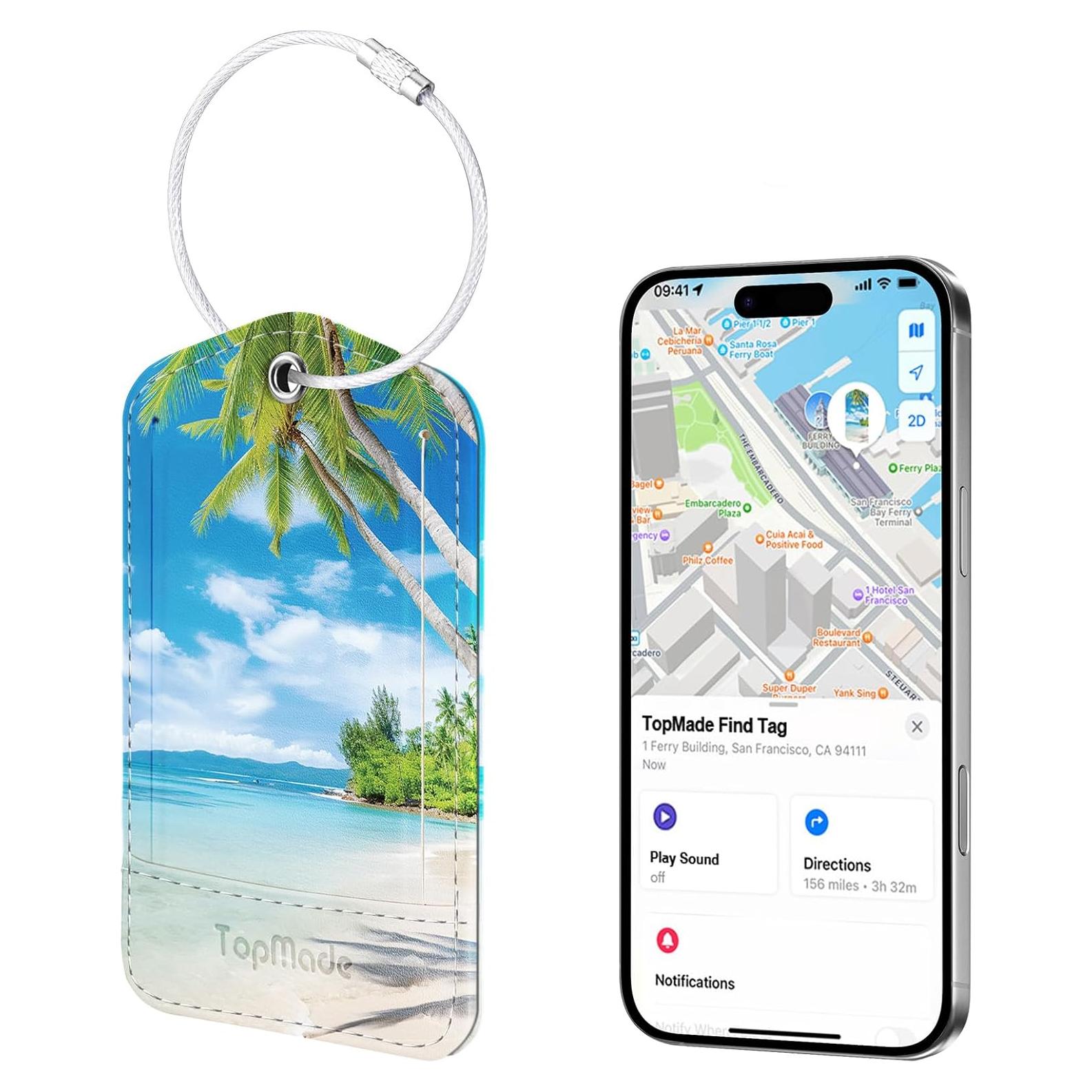 Etiqueta de Equipaje Inteligente TopMade con Find My - Cuero Premium