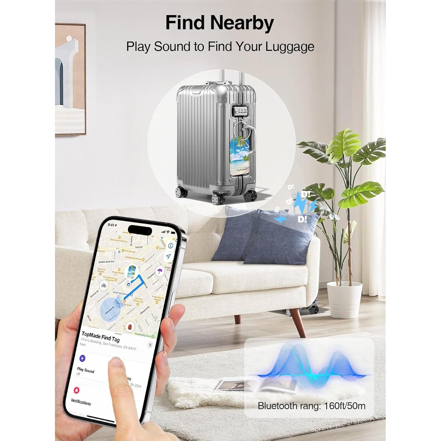 Etiqueta de Equipaje Inteligente TopMade con Find My - Cuero Premium