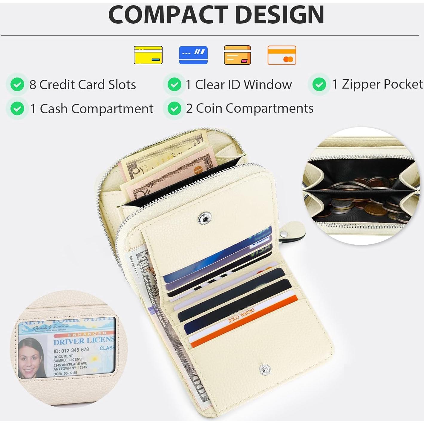 Billetera Pequeña Mujer XINNSTAR Cuero Genuino RFID 11x9 cm