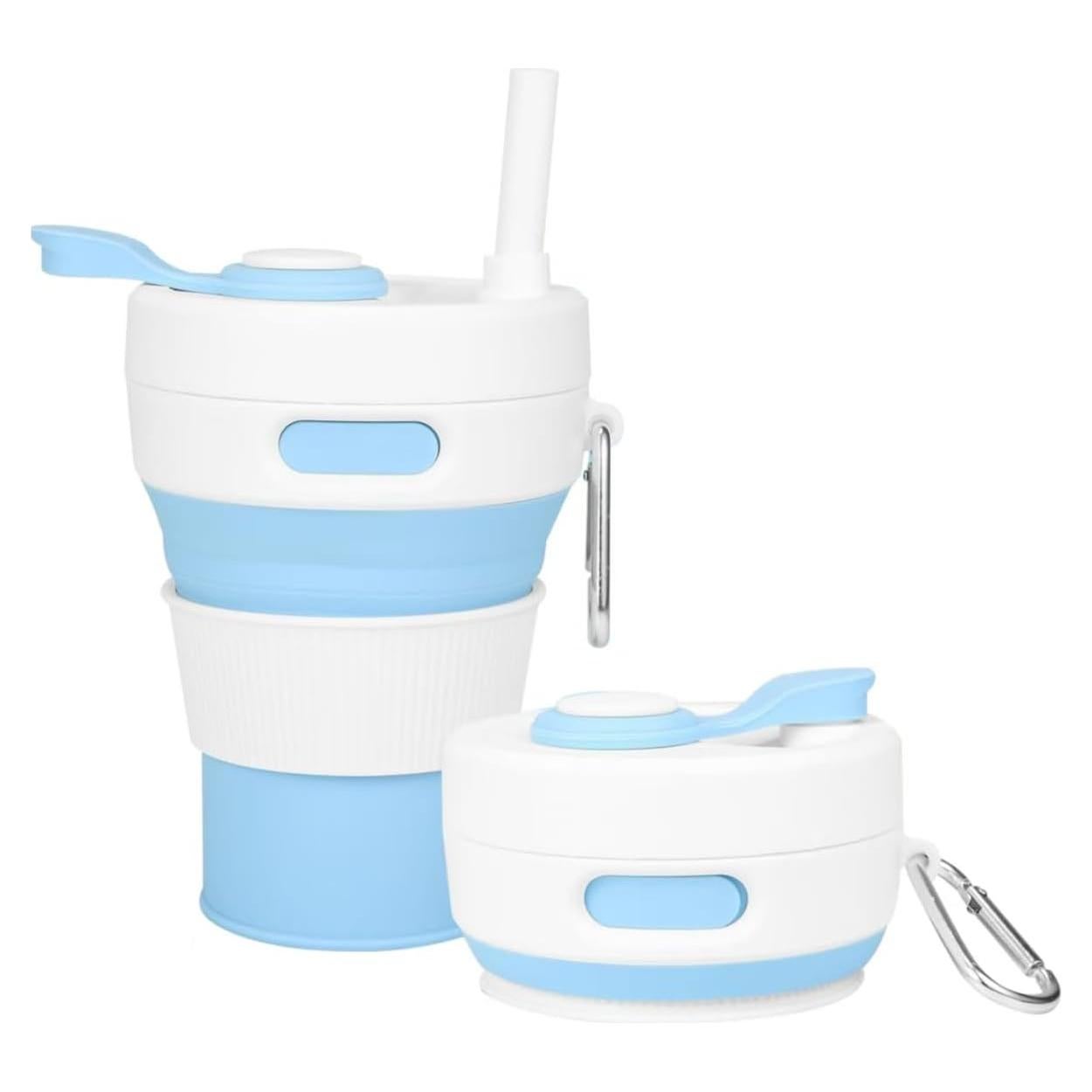 Taza de Viaje Plegable JSHYGOUP Azul 450ml A Prueba de Fugas