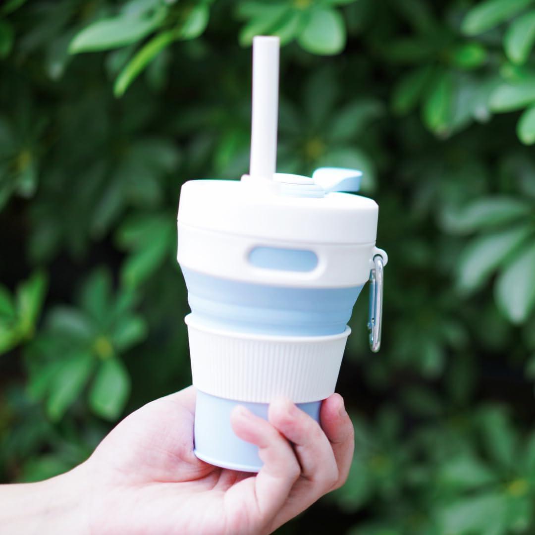 Taza de Viaje Plegable JSHYGOUP Azul 450ml A Prueba de Fugas