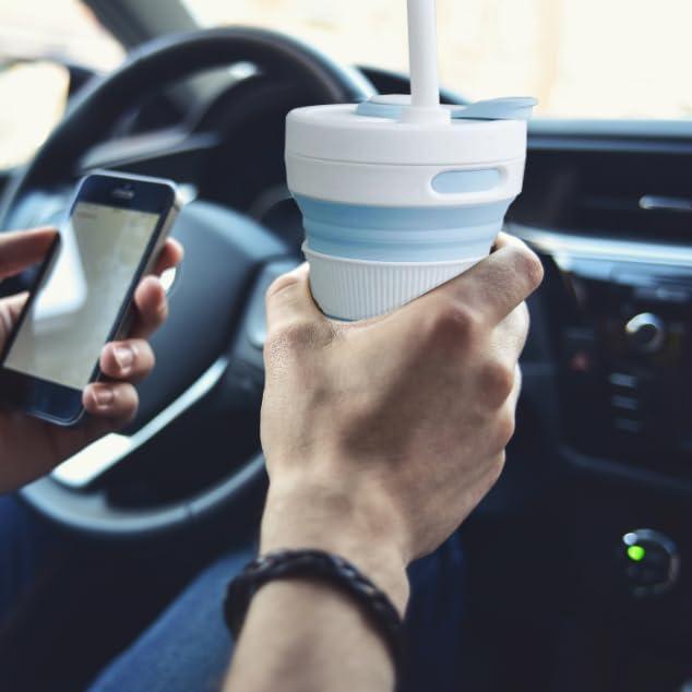 Taza de Viaje Plegable JSHYGOUP Azul 450ml A Prueba de Fugas