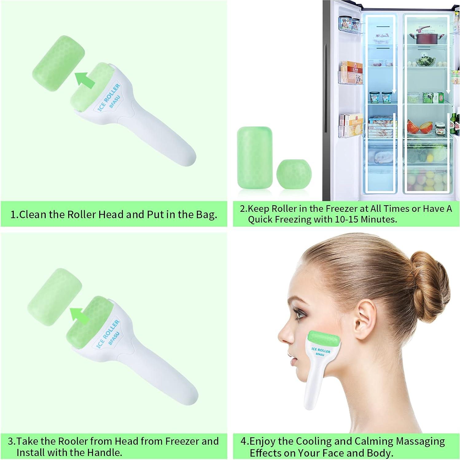 Rodillo de Hielo Facial 2 en 1 BFASU Verde - Masaje Relajante