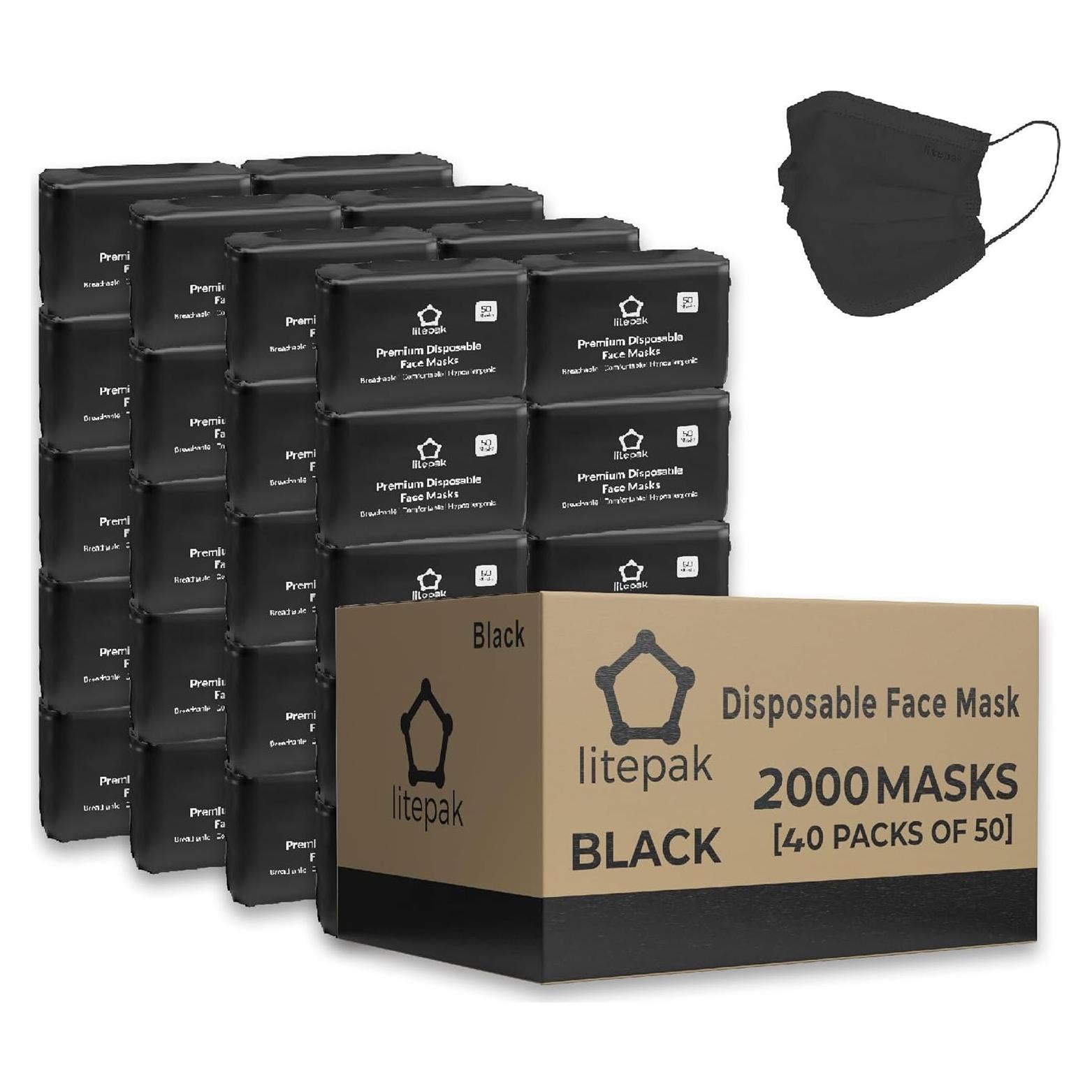 Mascarillas Desechables 3 Capas Negras 2000pcs - Premium