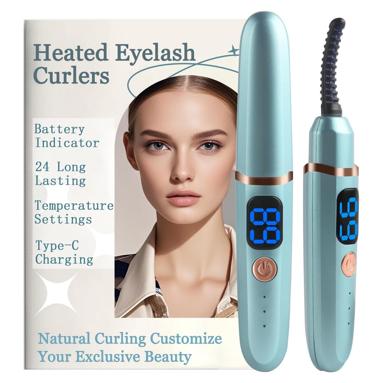 Rizador de Pestañas Eléctrico Acavado Azul con 3 Temperaturas