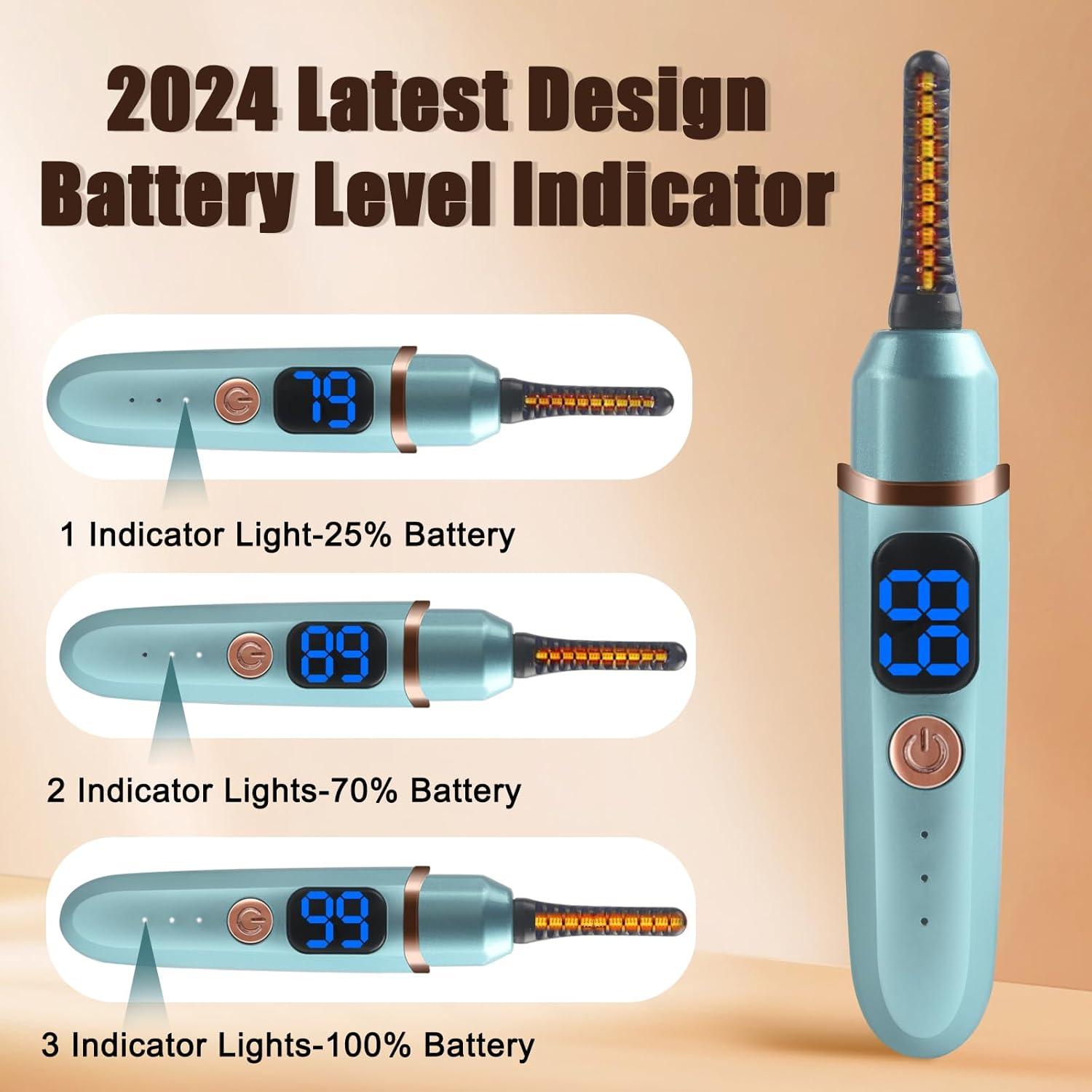 Rizador de Pestañas Eléctrico Acavado Azul con 3 Temperaturas