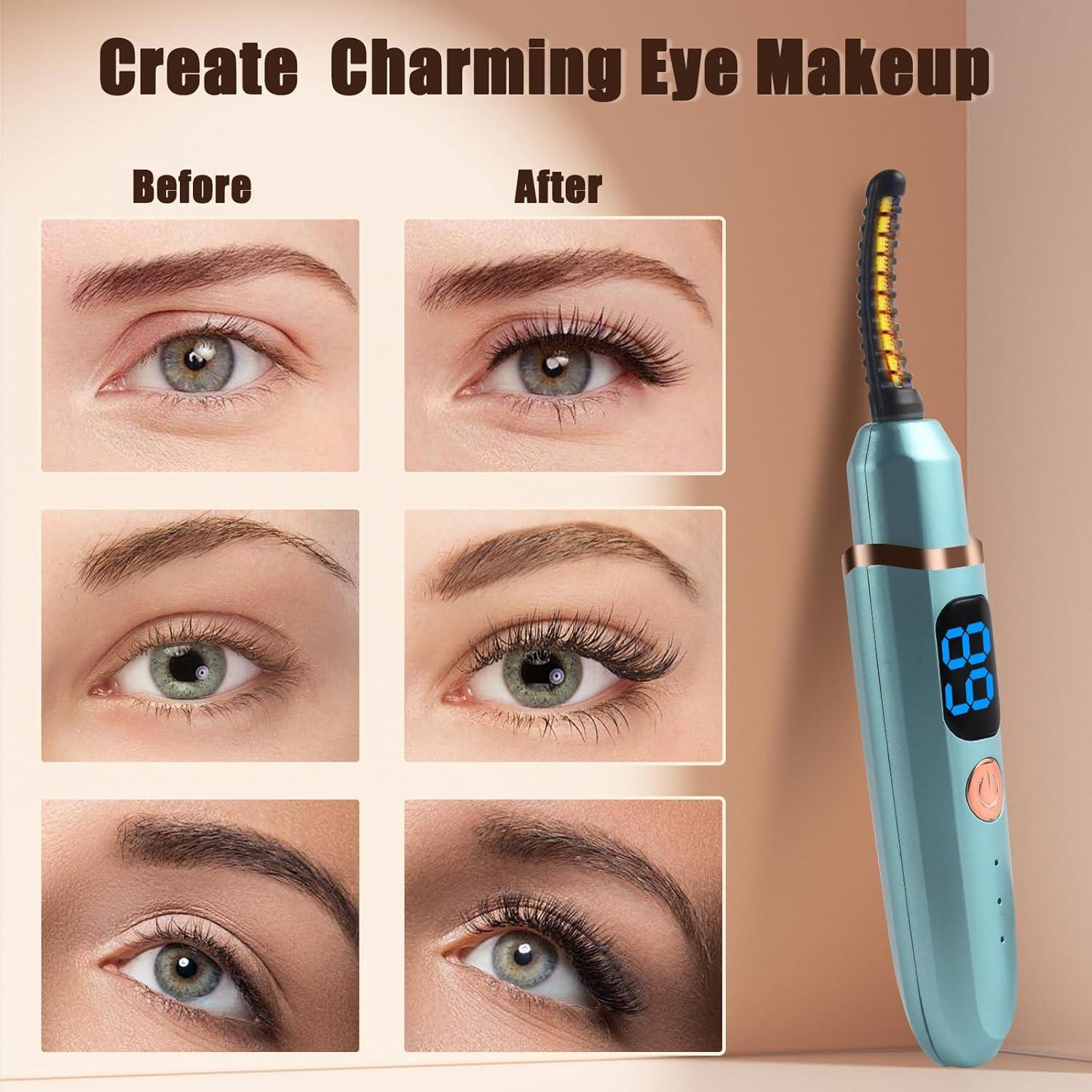 Rizador de Pestañas Eléctrico Acavado Azul con 3 Temperaturas