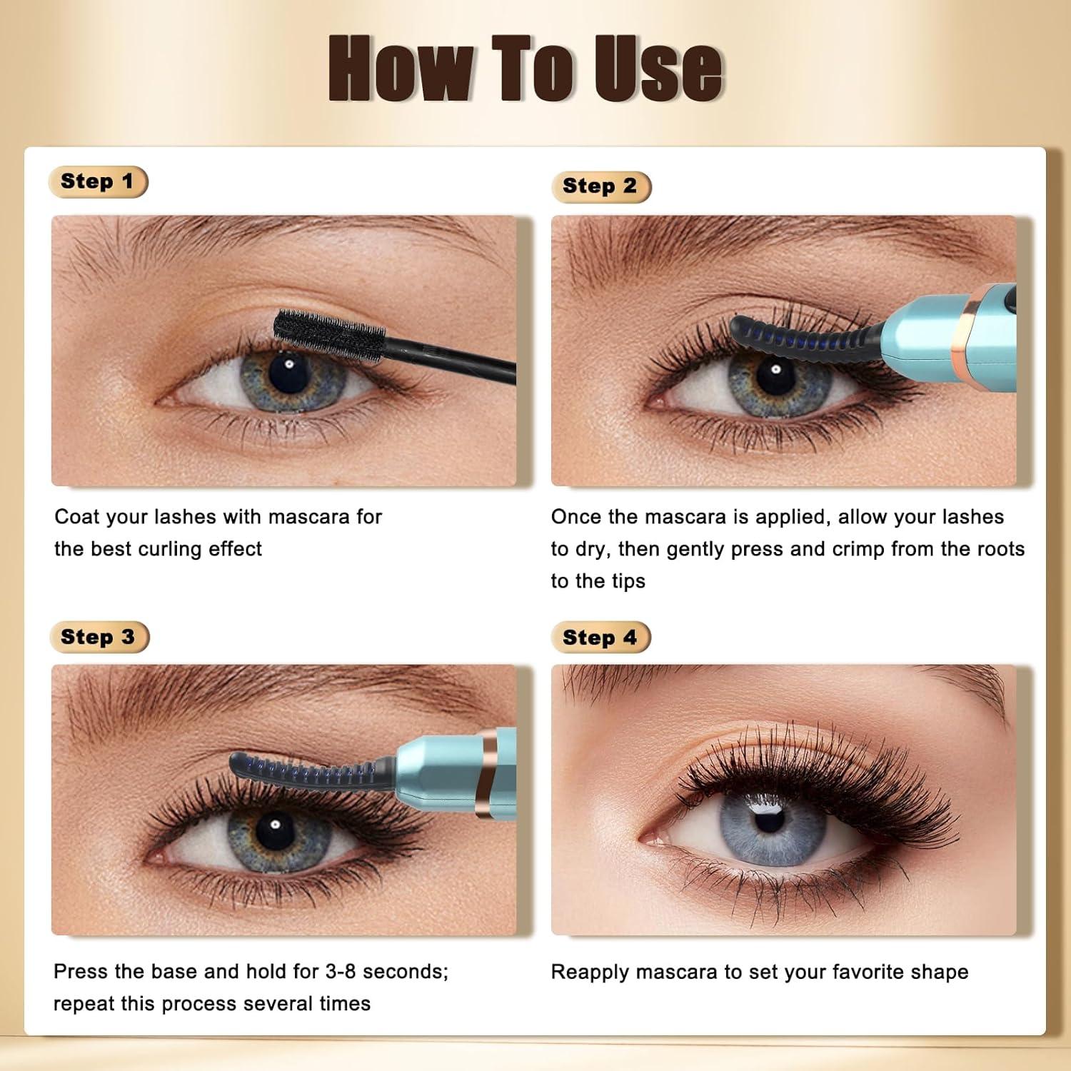 Rizador de Pestañas Eléctrico Acavado Azul con 3 Temperaturas