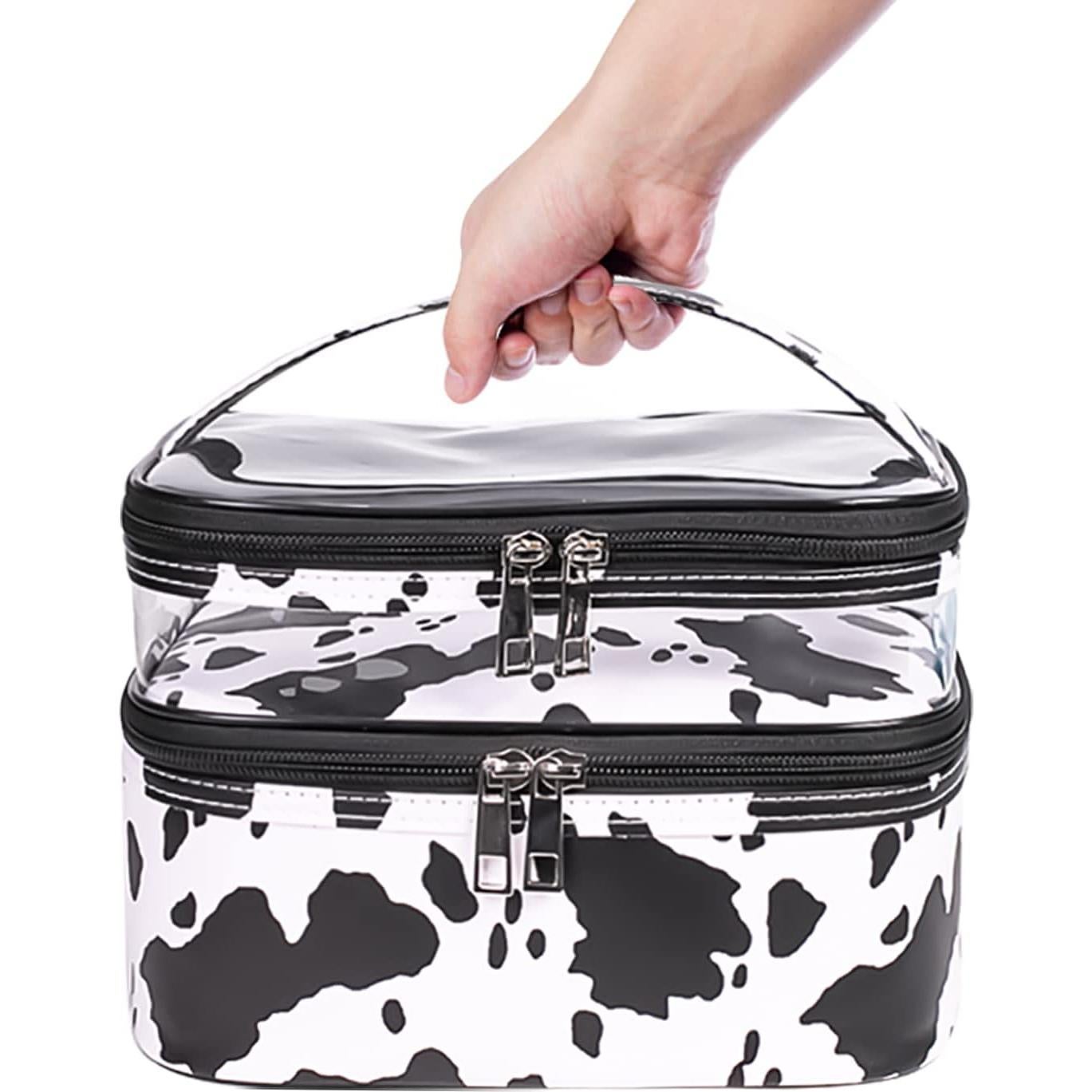 Bolsa de Cosméticos Impermeable Doble Capa Estampado Vaca