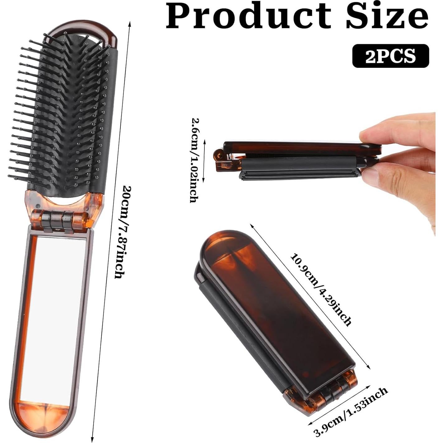Set de 2 Cepillos de Cabello Plegables con Espejo MOZEAT Ámbar