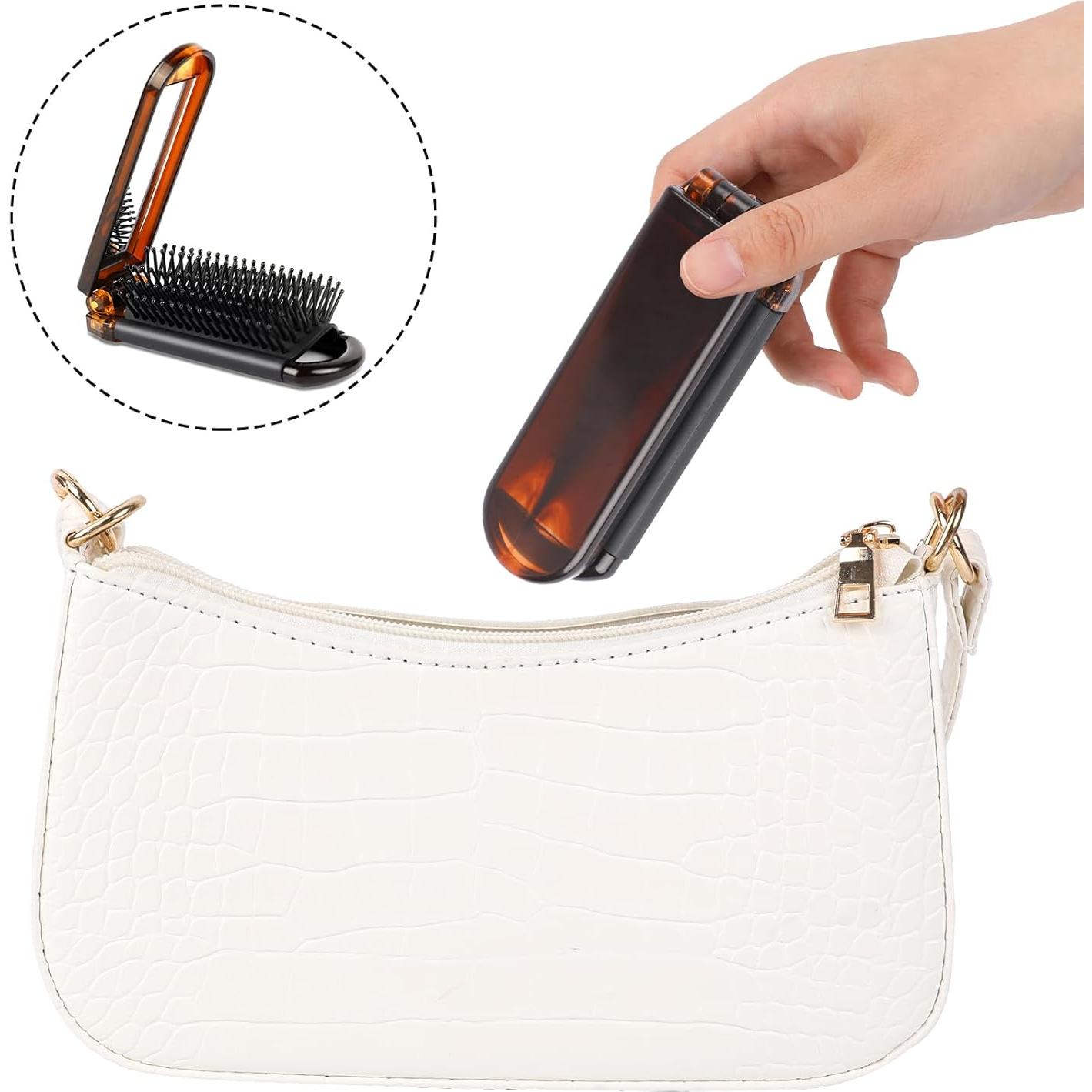 Set de 2 Cepillos de Cabello Plegables con Espejo MOZEAT Ámbar