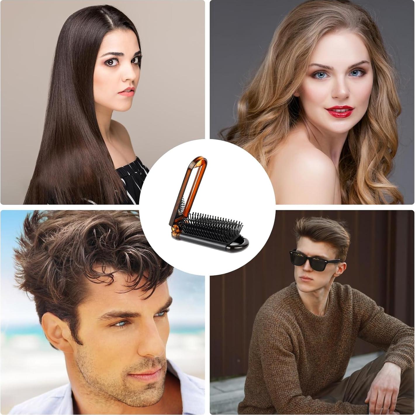 Set de 2 Cepillos de Cabello Plegables con Espejo MOZEAT Ámbar