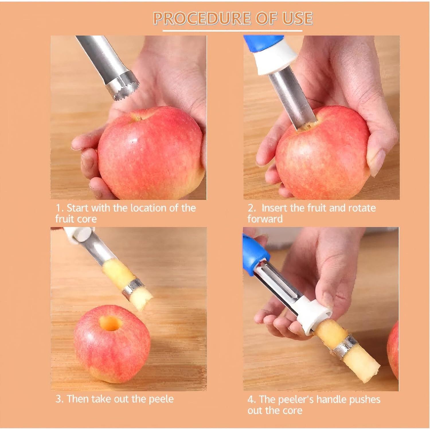 Pelador y Removedor de Corazón de Frutas 2 en 1 Azhaoiang