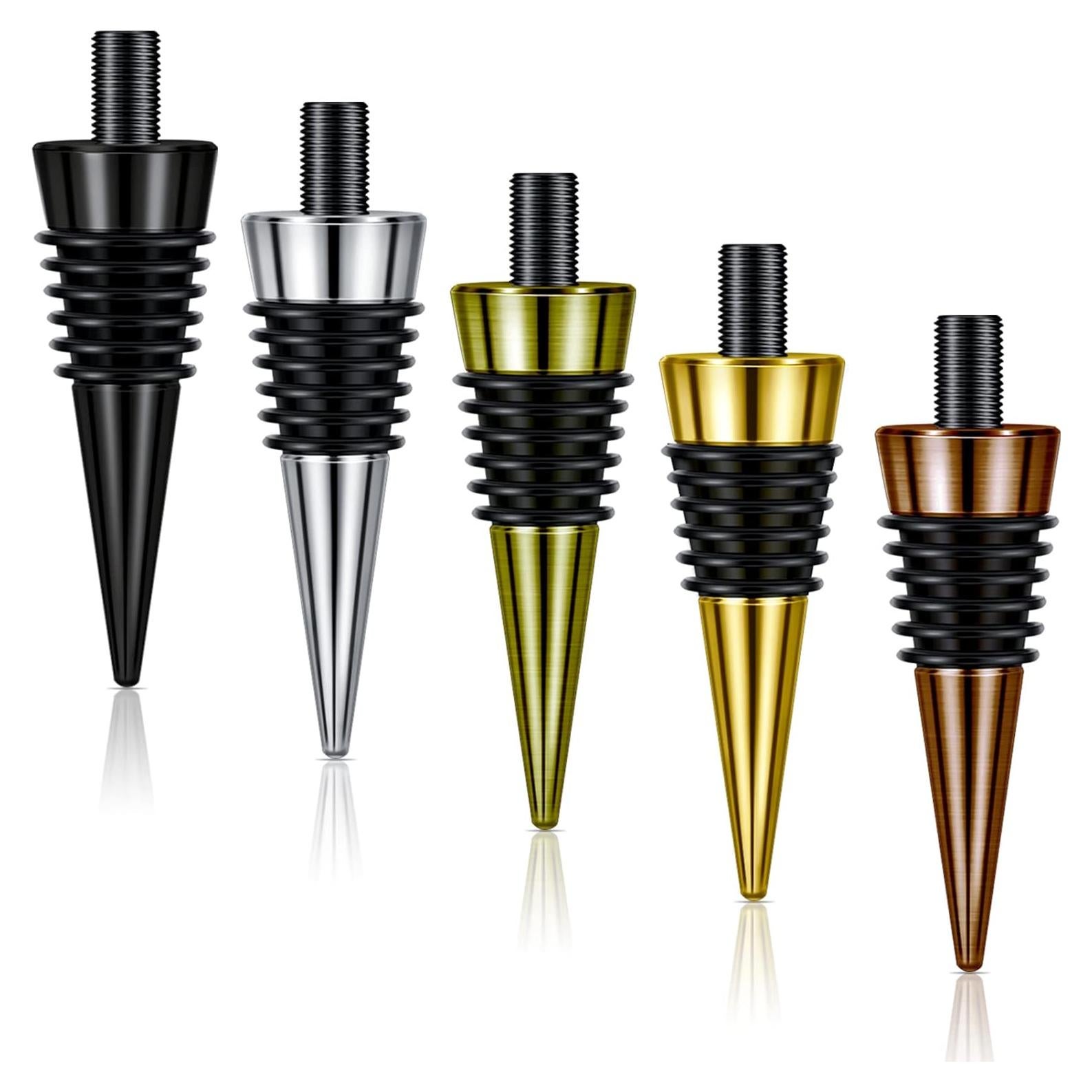 Juego de 5 Tapones para Botellas de Vino Honeydak Acero Inoxidable