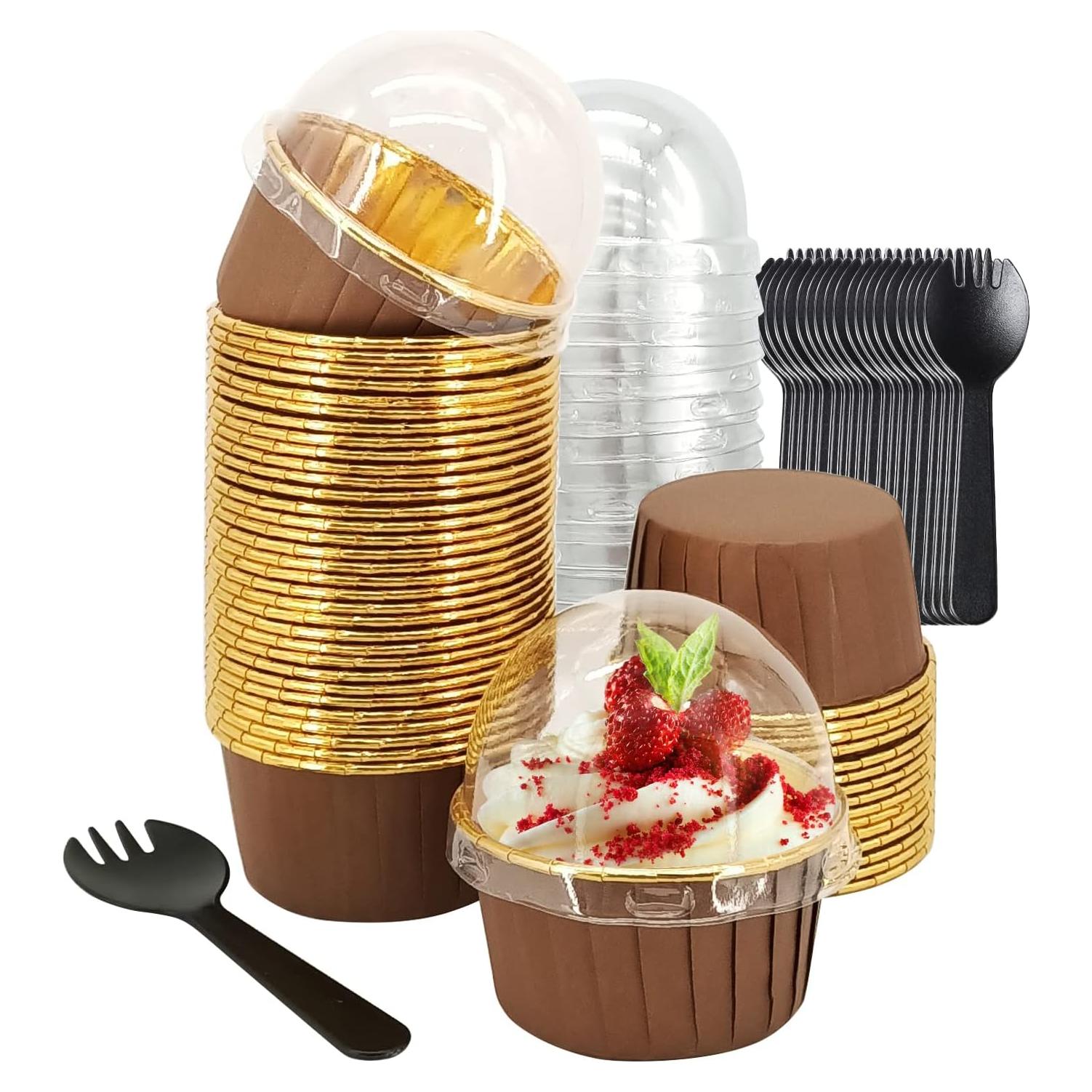 Tazas de Cupcake Jumbo LNYZQUS 5oz 50 Piezas Aluminio Desechables