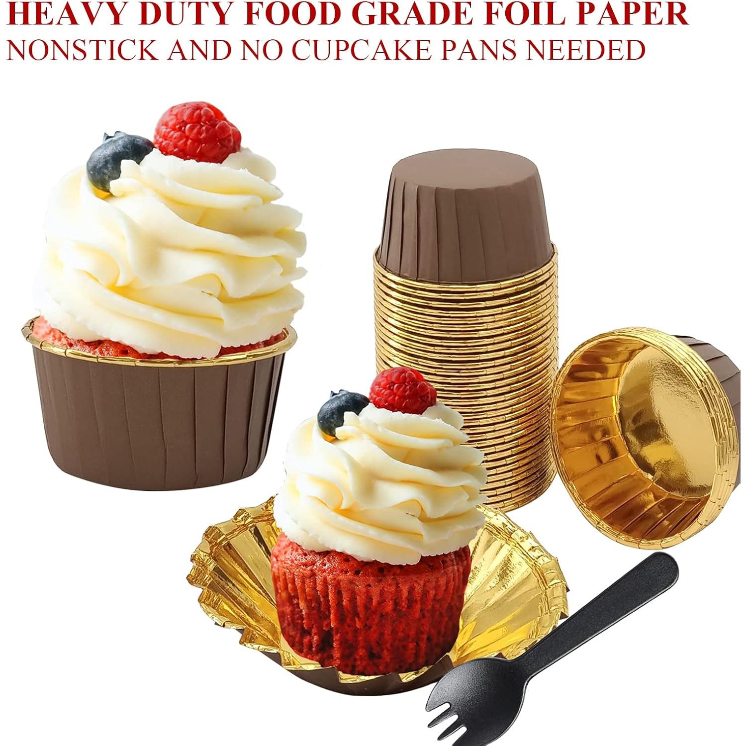 Tazas de Cupcake Jumbo LNYZQUS 5oz 50 Piezas Aluminio Desechables