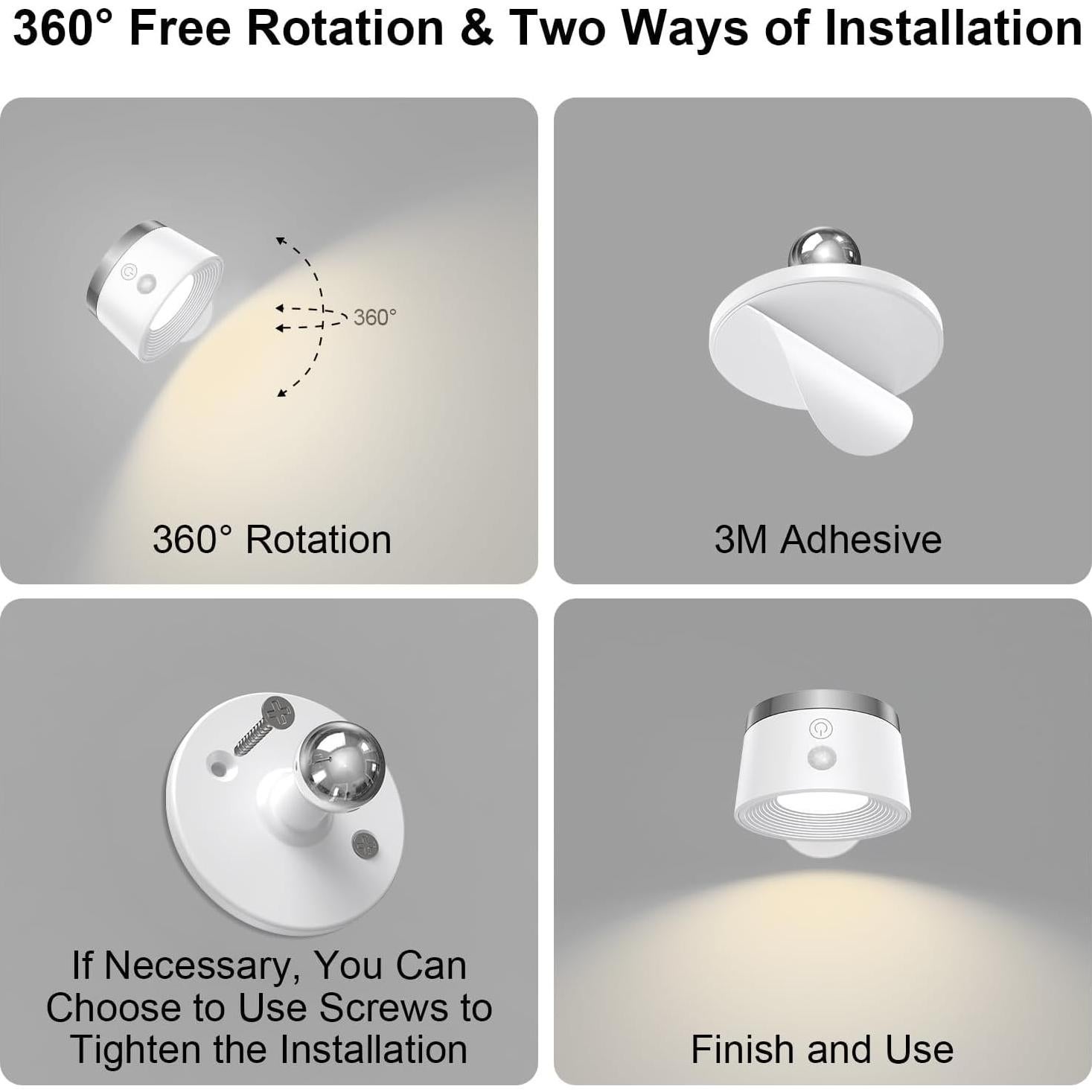 Aplique de Pared LED Recargable Speclux Blanca 360° 3 Temperaturas
