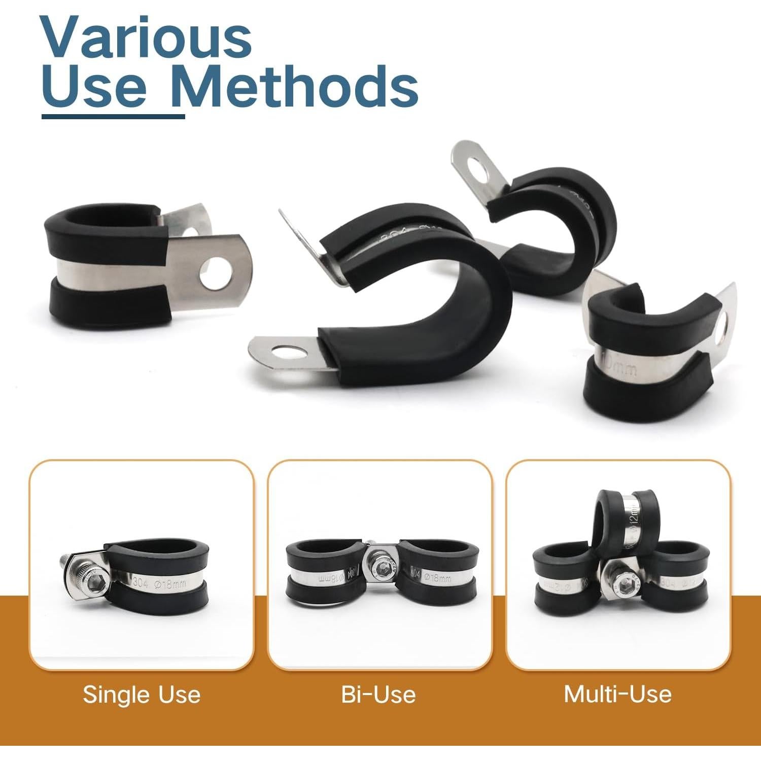 Abrazaderas de Cable de Acero Inoxidable ZIPCCI 26mm - Paquete de 15