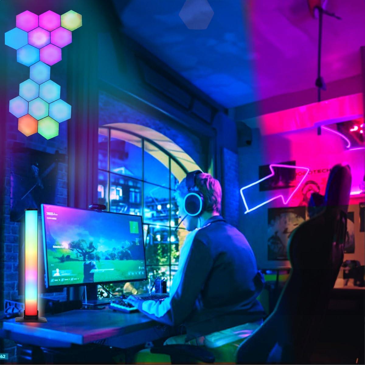 Luces Hexagonales LED HEDCINLT 6 Pack RGB Control App