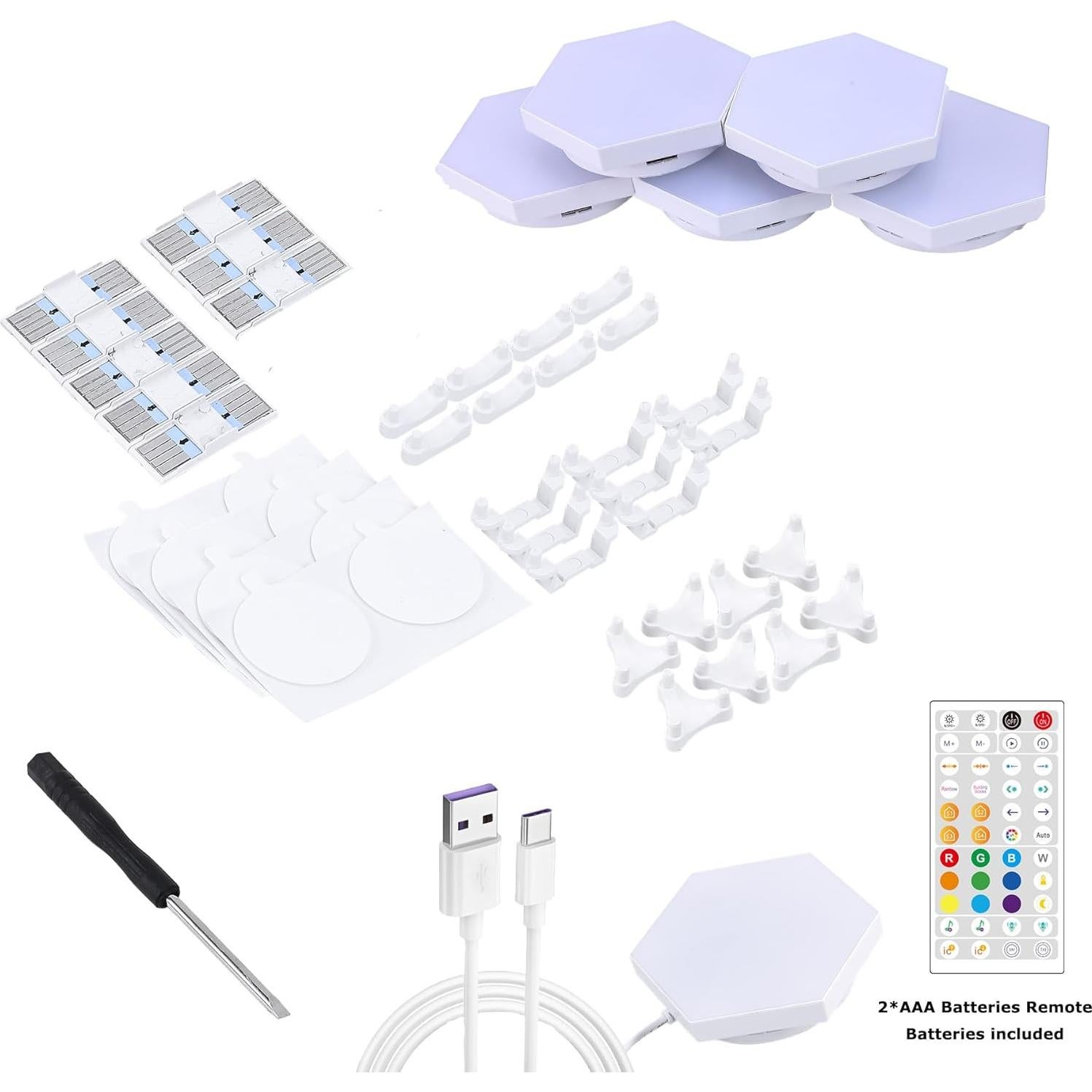 Luces Hexagonales LED HEDCINLT 6 Pack RGB Control App