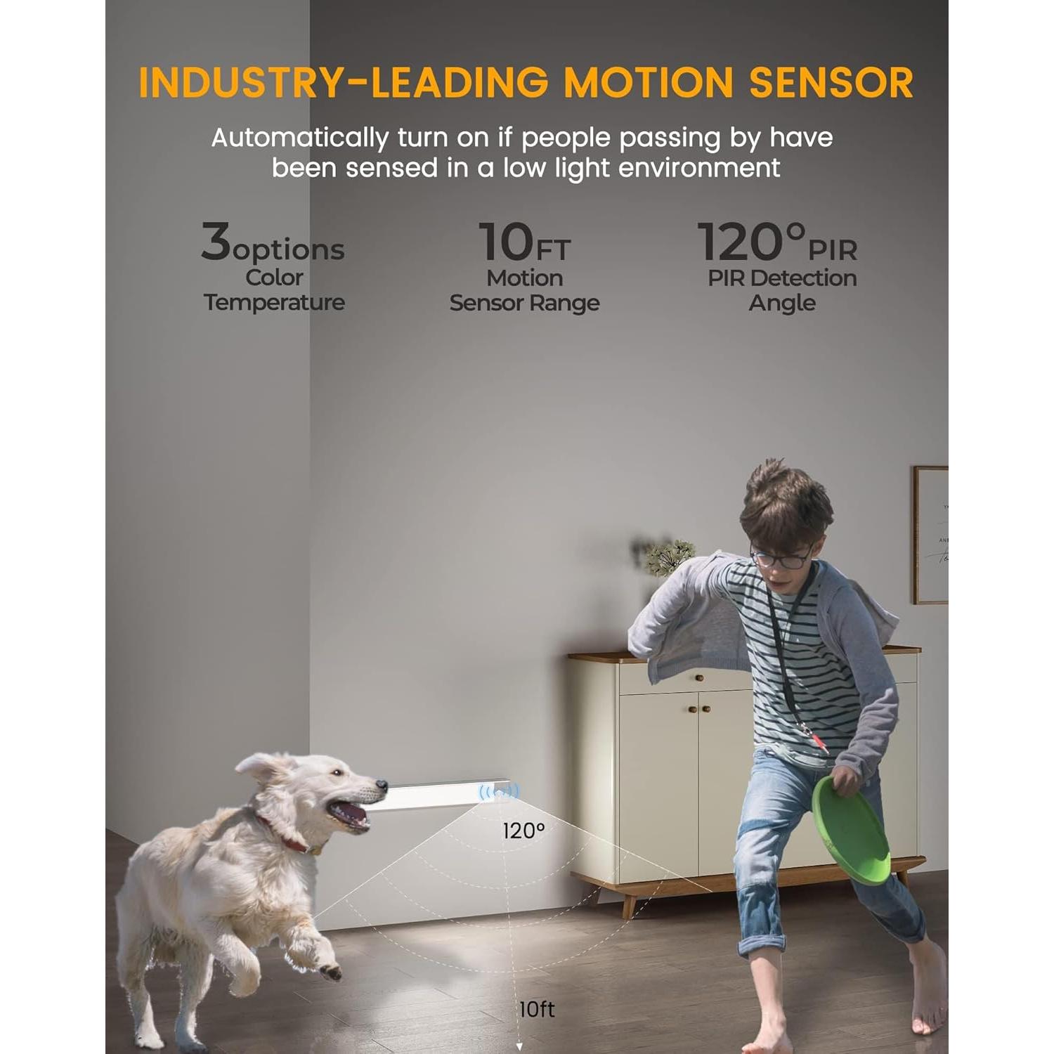 ASOKO Luz Bajo Gabinete LED Sensor Movimiento 3 Colores USB-C