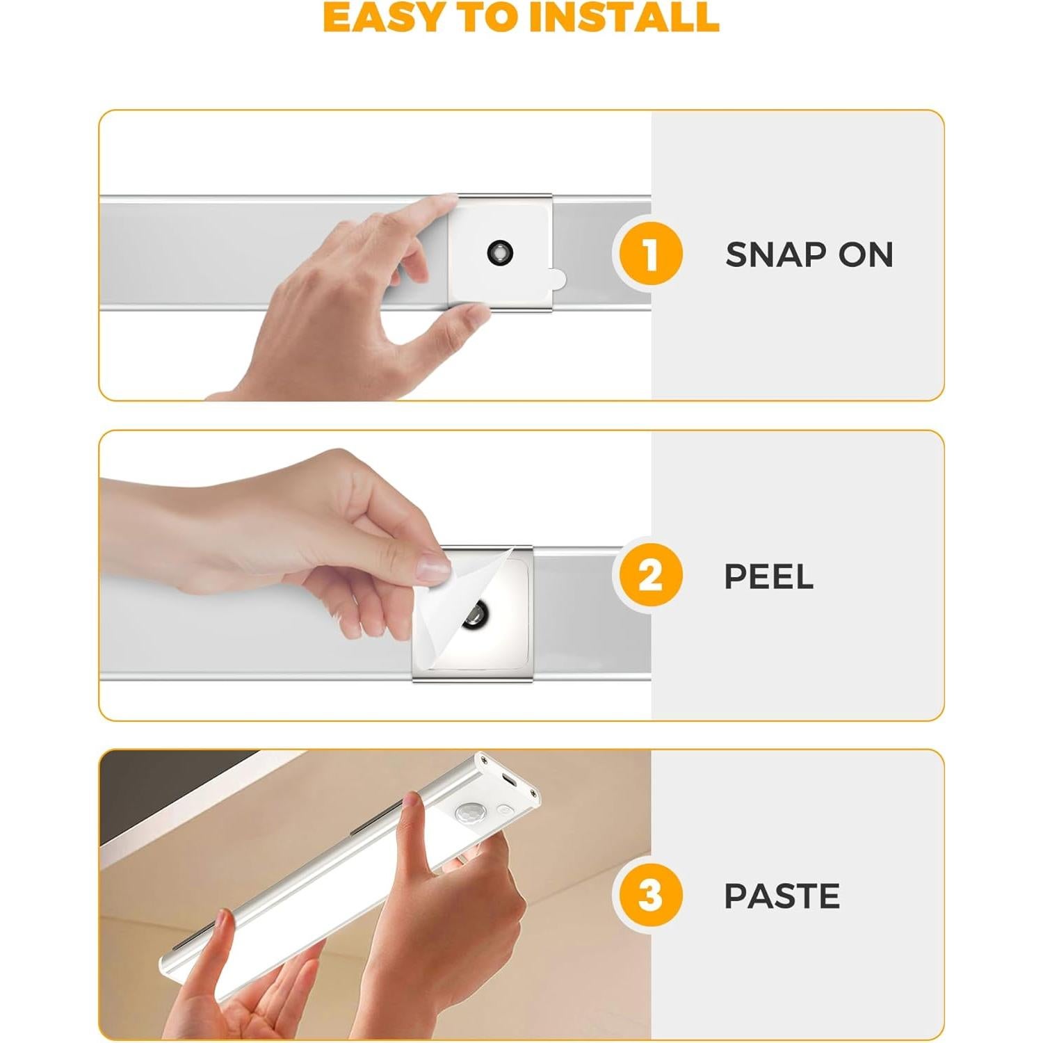 ASOKO Luz Bajo Gabinete LED Sensor Movimiento 3 Colores USB-C