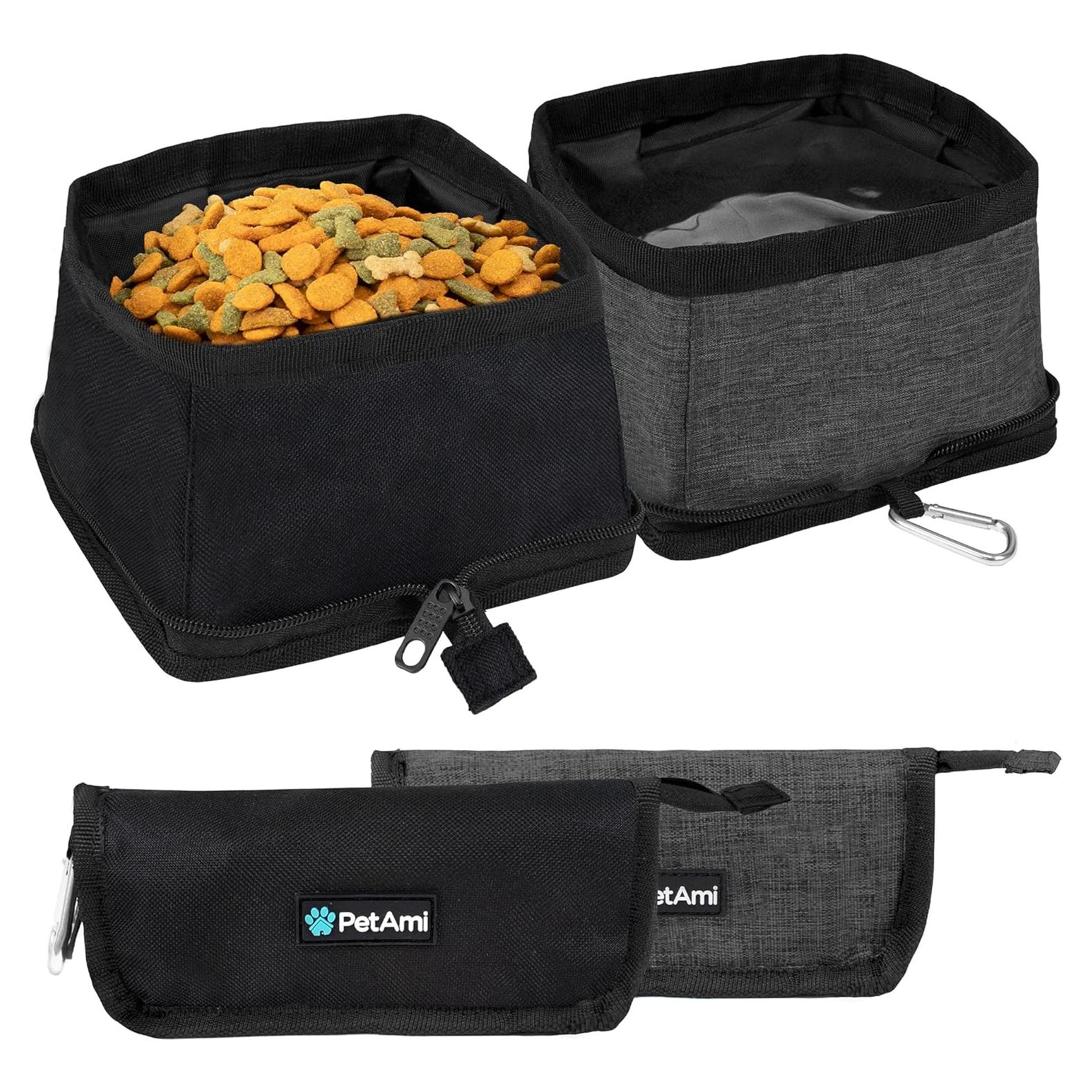 Cuencos Plegables para Perros PetAmi 2 Pack - Negro