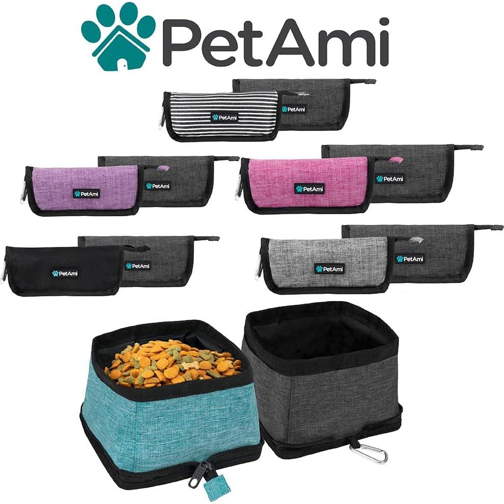 Cuencos Plegables para Perros PetAmi 2 Pack - Negro
