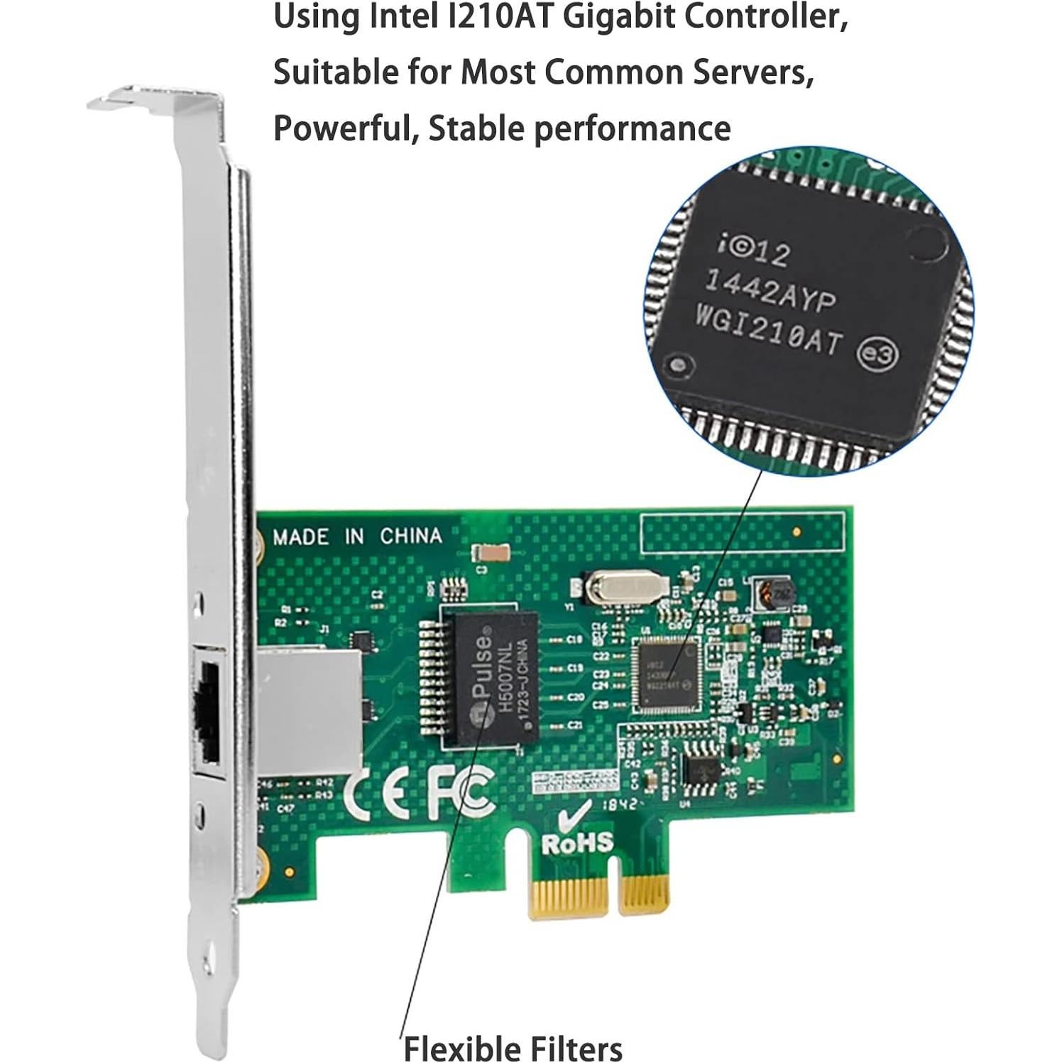 Tarjeta de Red Gigabit PCIe ULANSeN Intel I210AT con Protección