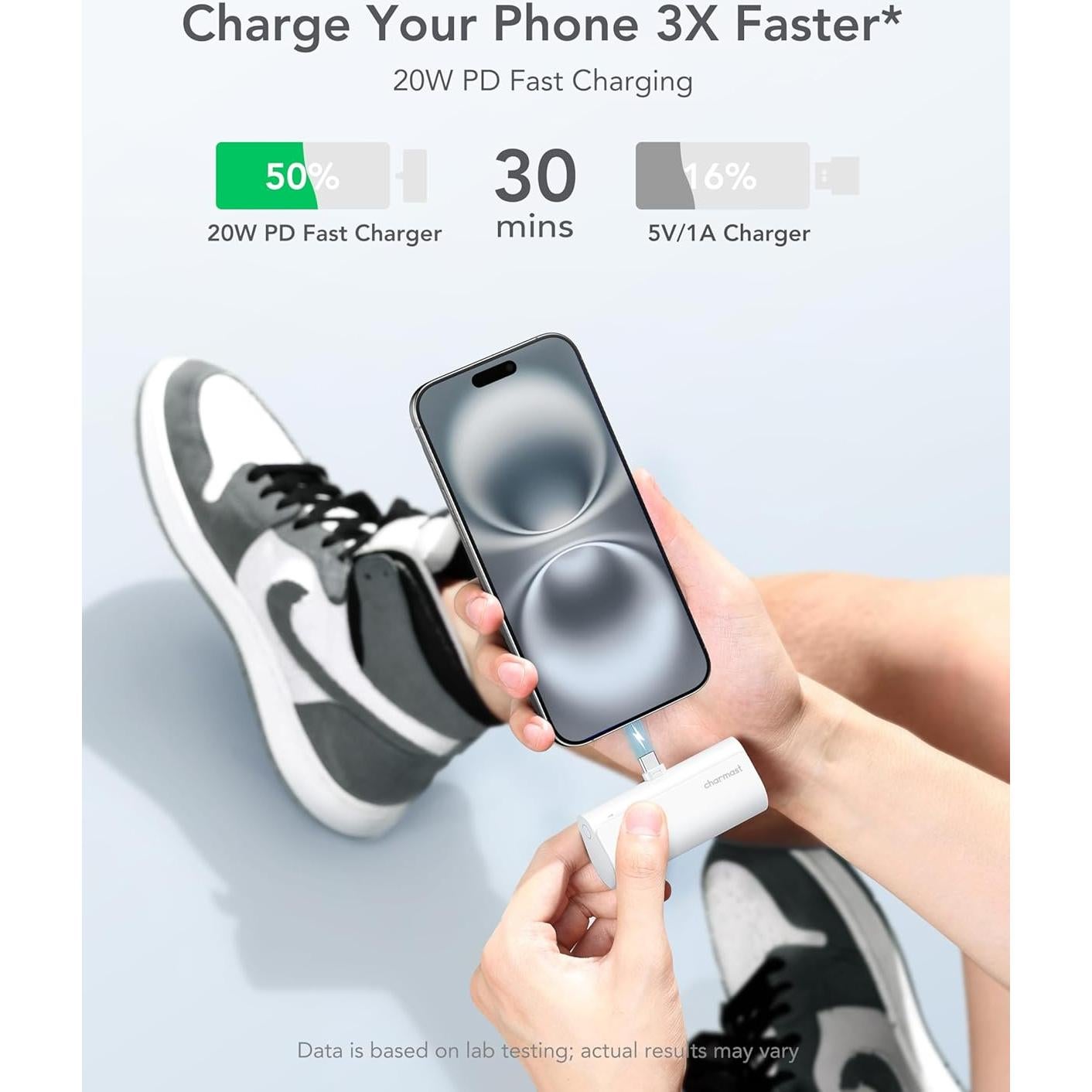 Cargador portátil Charmast 5000mAh USB-C carga rápida 20W