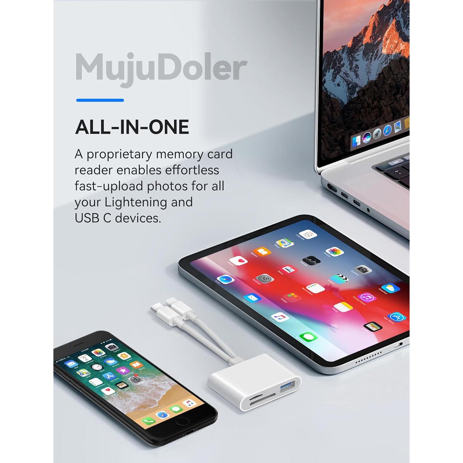 Lector de Tarjetas SD MujuDoler USB-C y Lightening 3 en 1