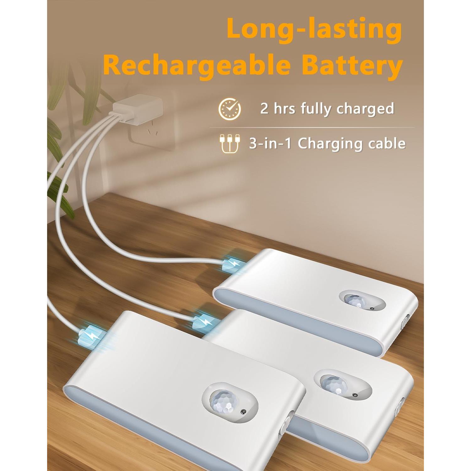 Luces de Escalera WILLED Recargables con Sensor de Movimiento - 4 Pack