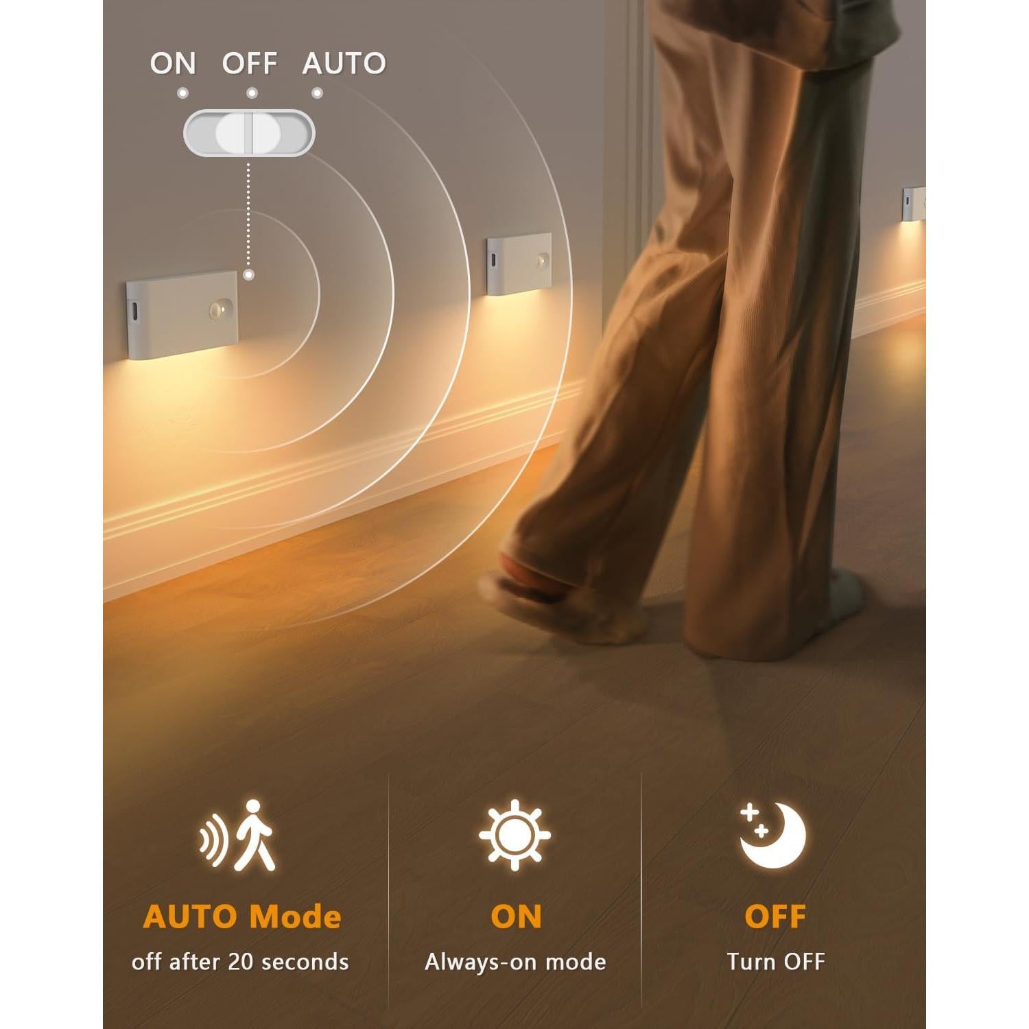 Luces de Escalera WILLED Recargables con Sensor de Movimiento - 4 Pack