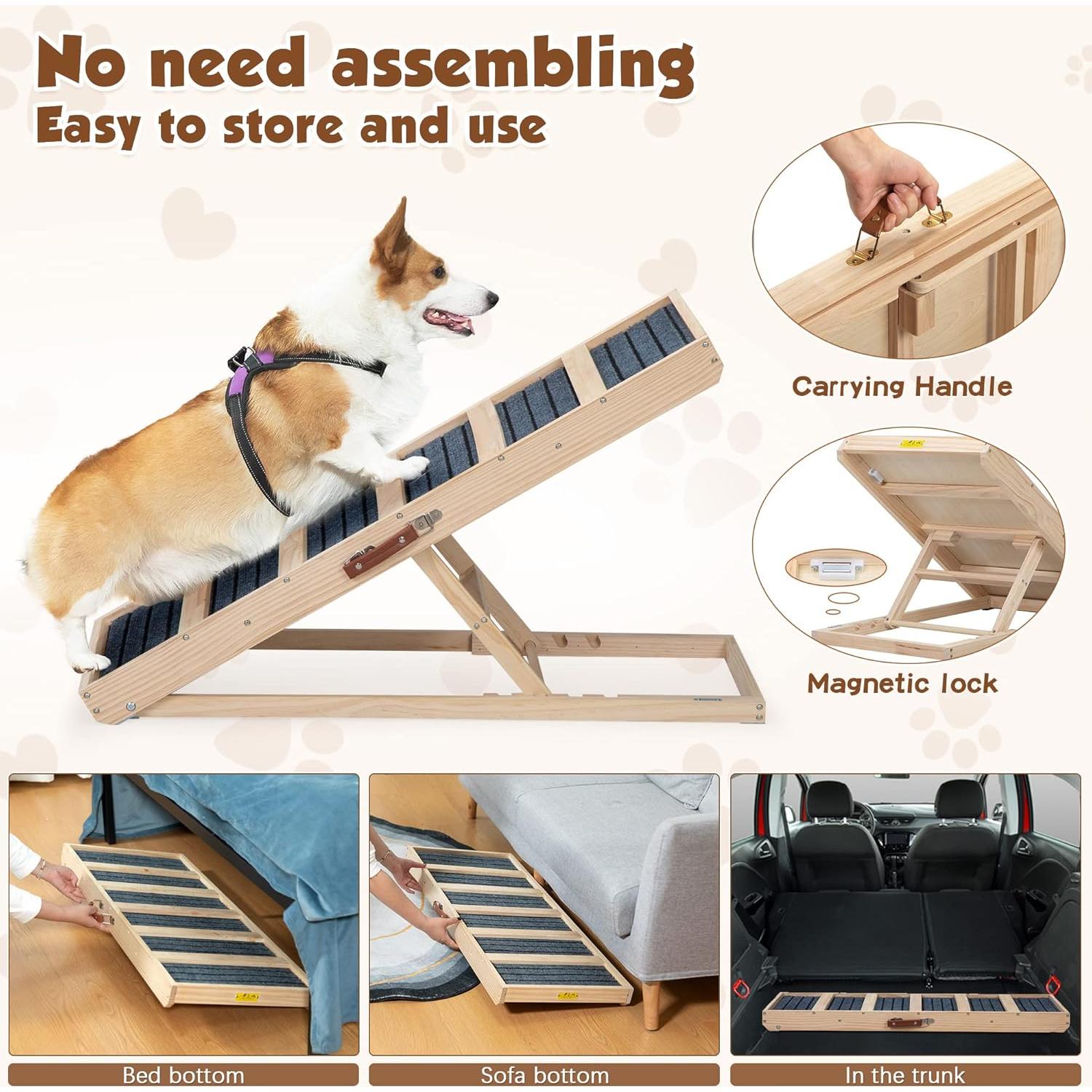 Rampa Plegable para Perros COZIVVOVV Ajustable 4 Alturas