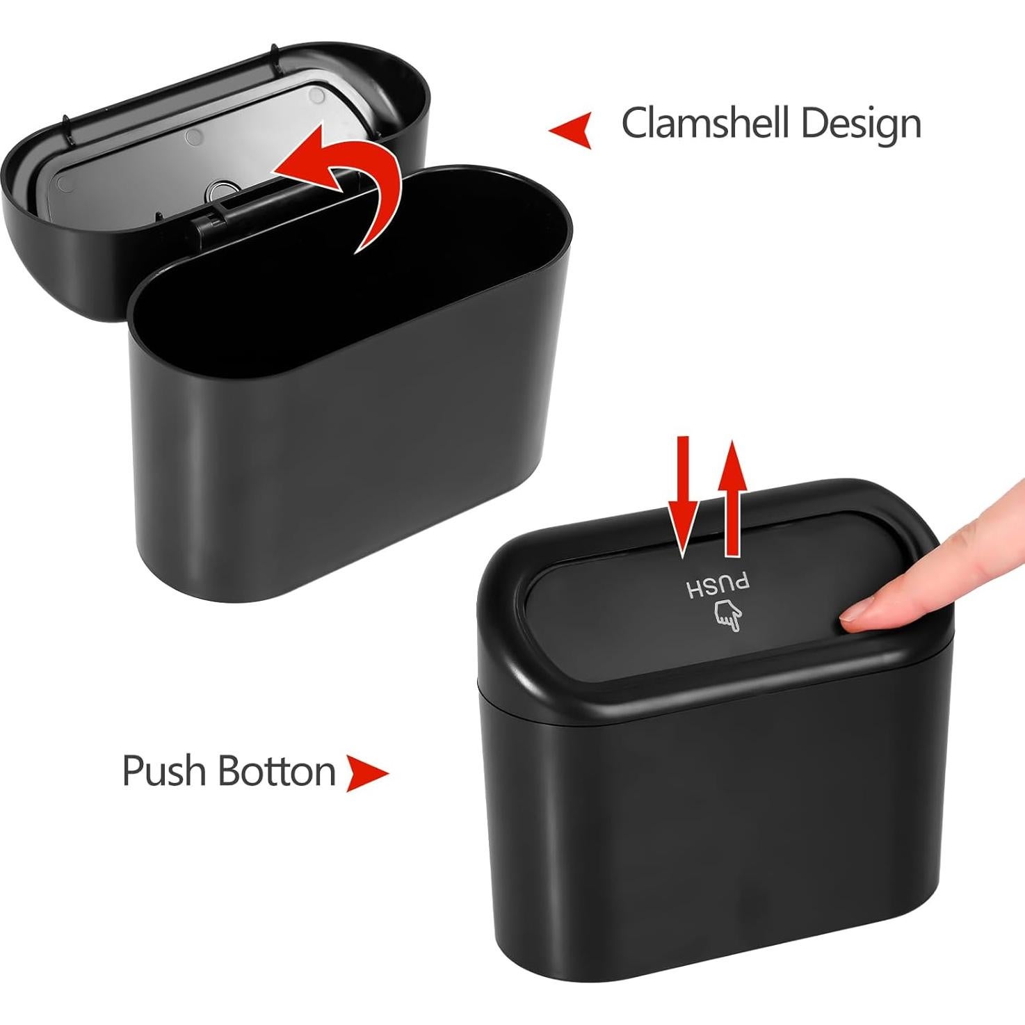 Basurero de Auto NBTEPEM con Tapa y 30 Bolsas - Negro