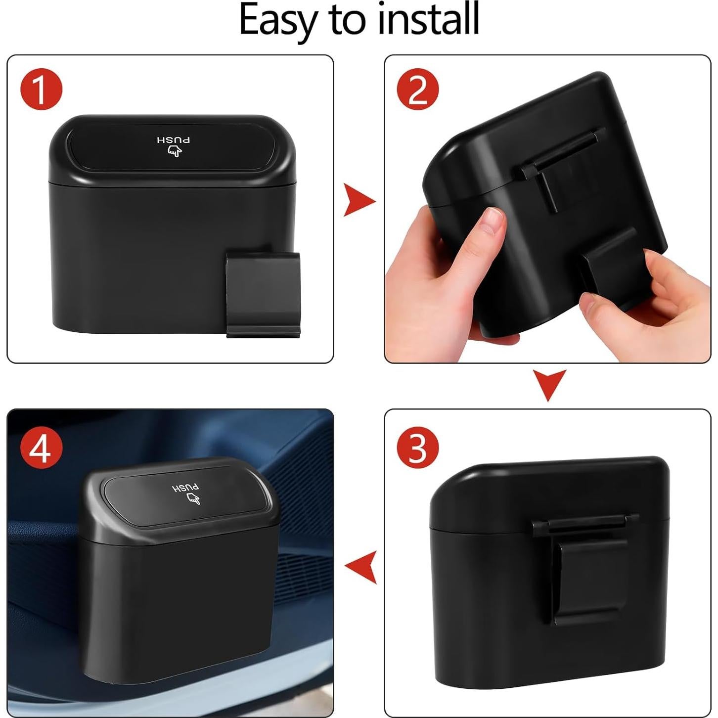 Basurero de Auto NBTEPEM con Tapa y 30 Bolsas - Negro