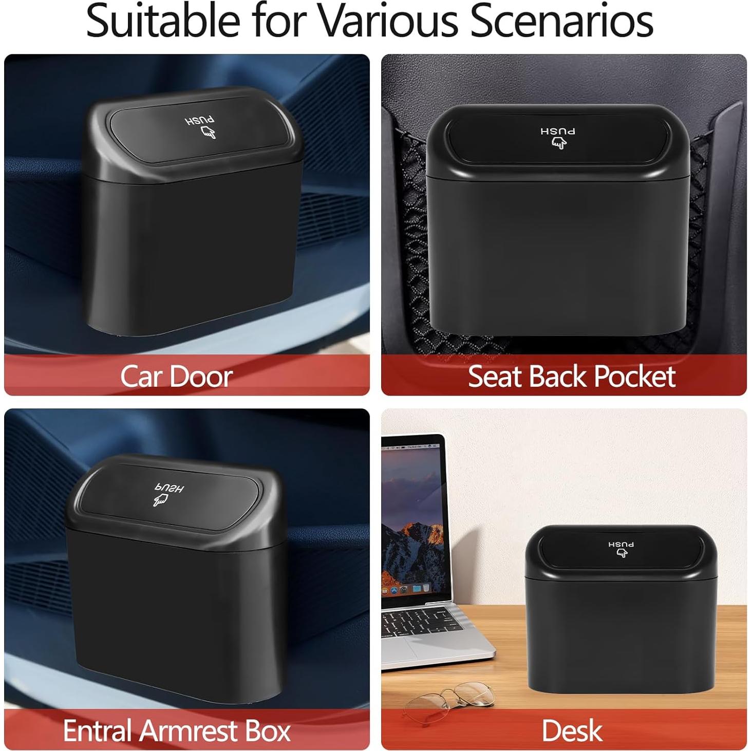 Basurero de Auto NBTEPEM con Tapa y 30 Bolsas - Negro