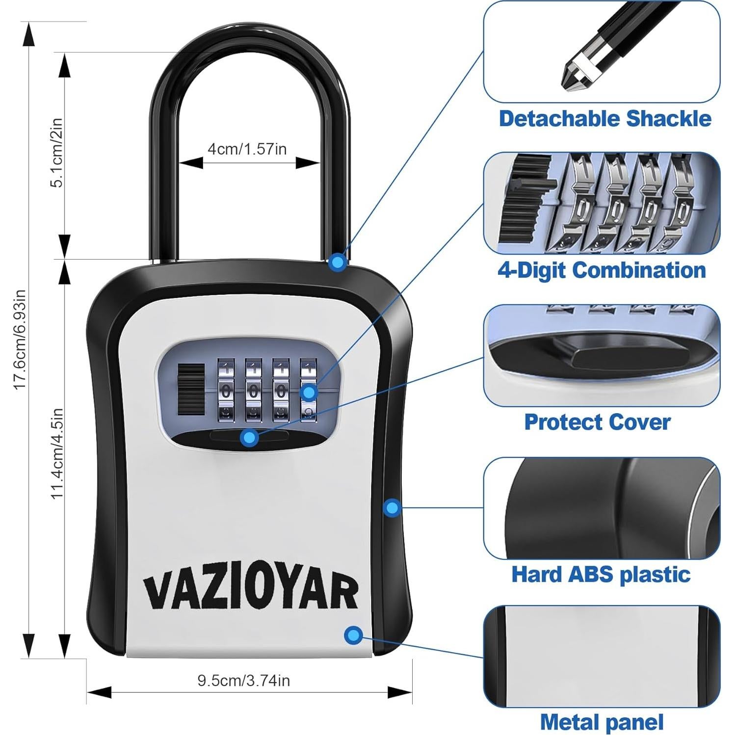 Caja de Llave Vazioyar con Cerradura de Combinación 4 Dígitos