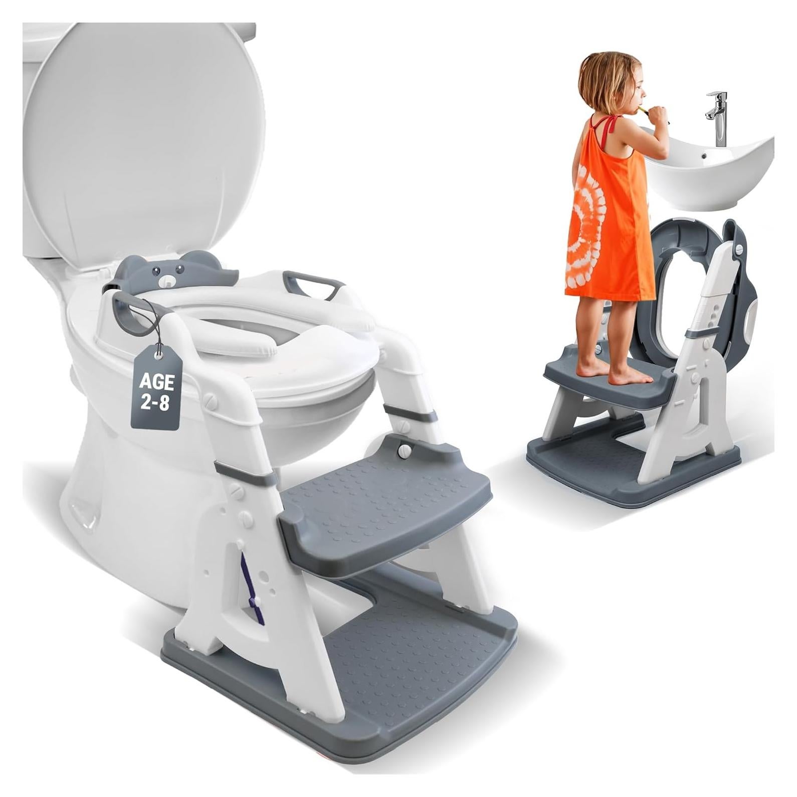 Asiento de Inodoro Acolchado Bambinao con Escalera Plegable