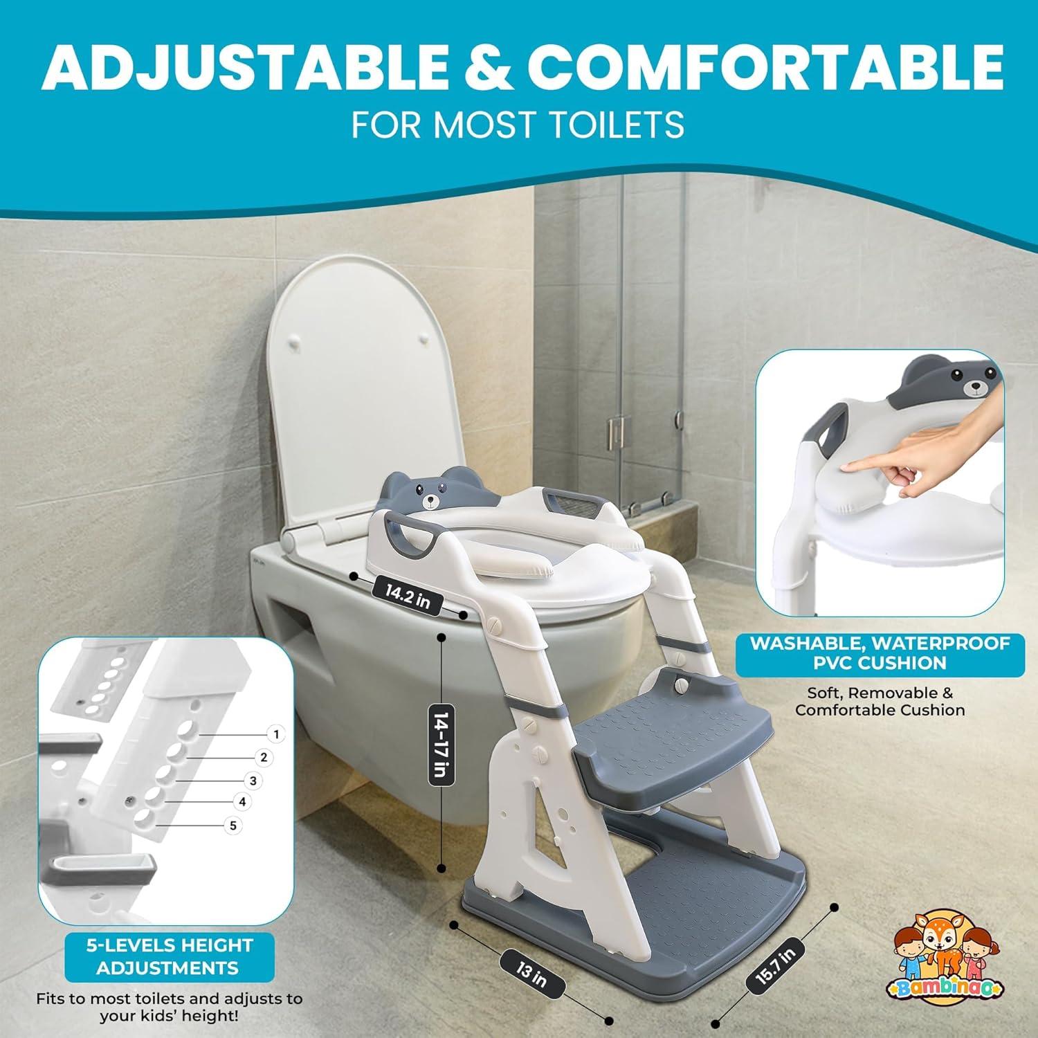 Asiento de Inodoro Acolchado Bambinao con Escalera Plegable