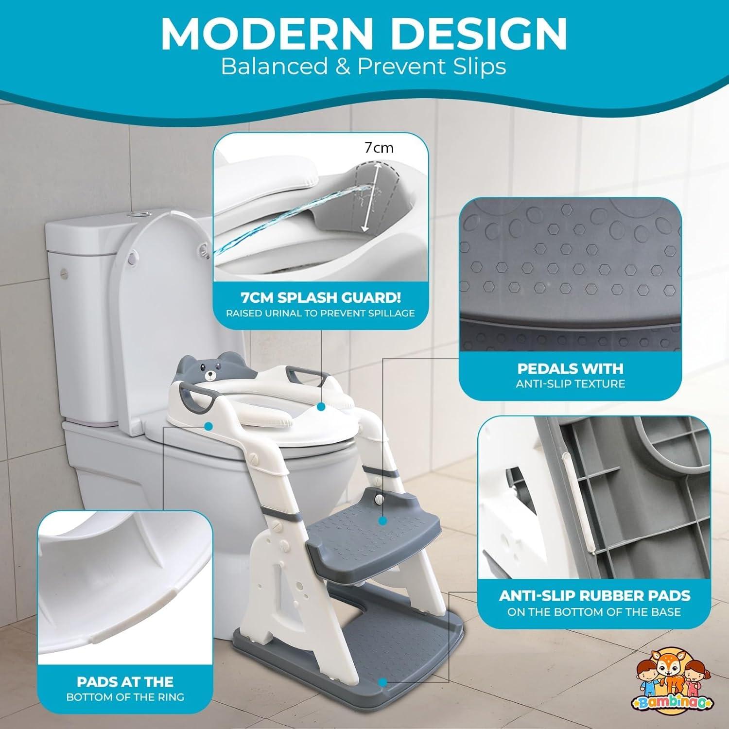 Asiento de Inodoro Acolchado Bambinao con Escalera Plegable