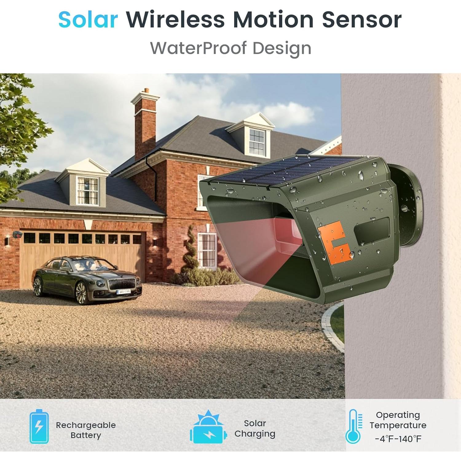 Alarma Solar Inalámbrica Chtoocy con 2 Sensores y Receptor